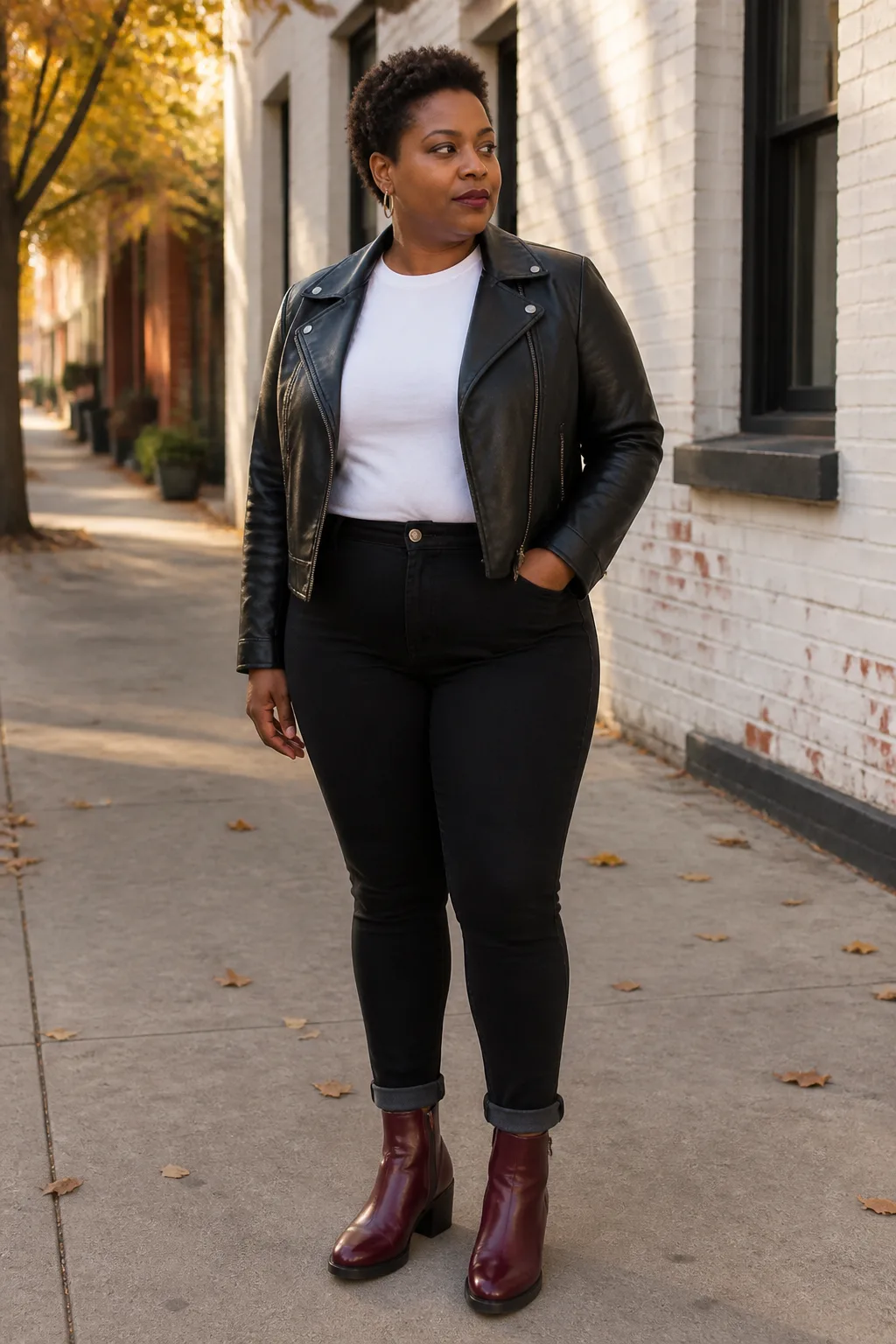 Edgy Leather Jacket and Skinny Jeans