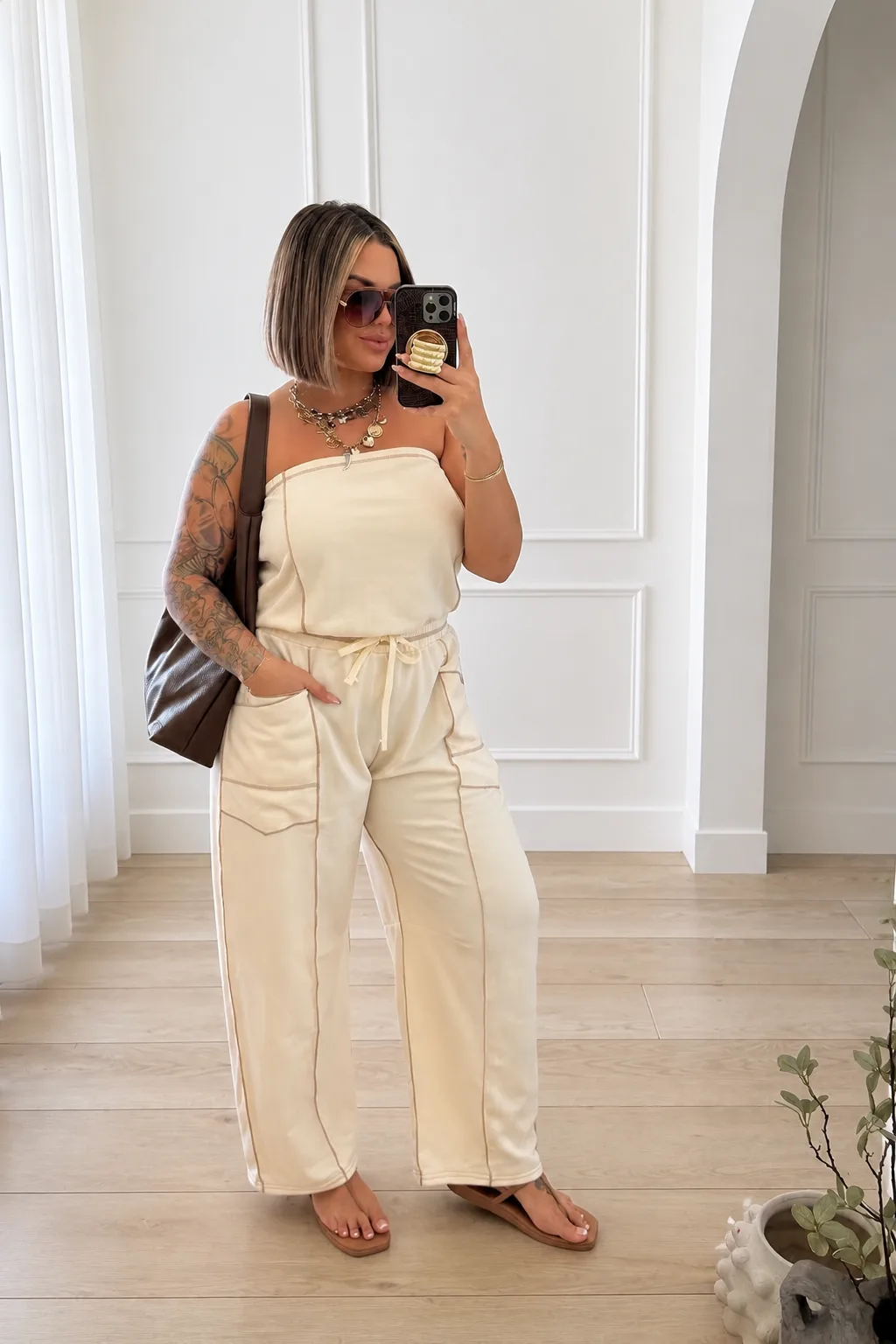 Effortless Cream Strapless Jumpsuit