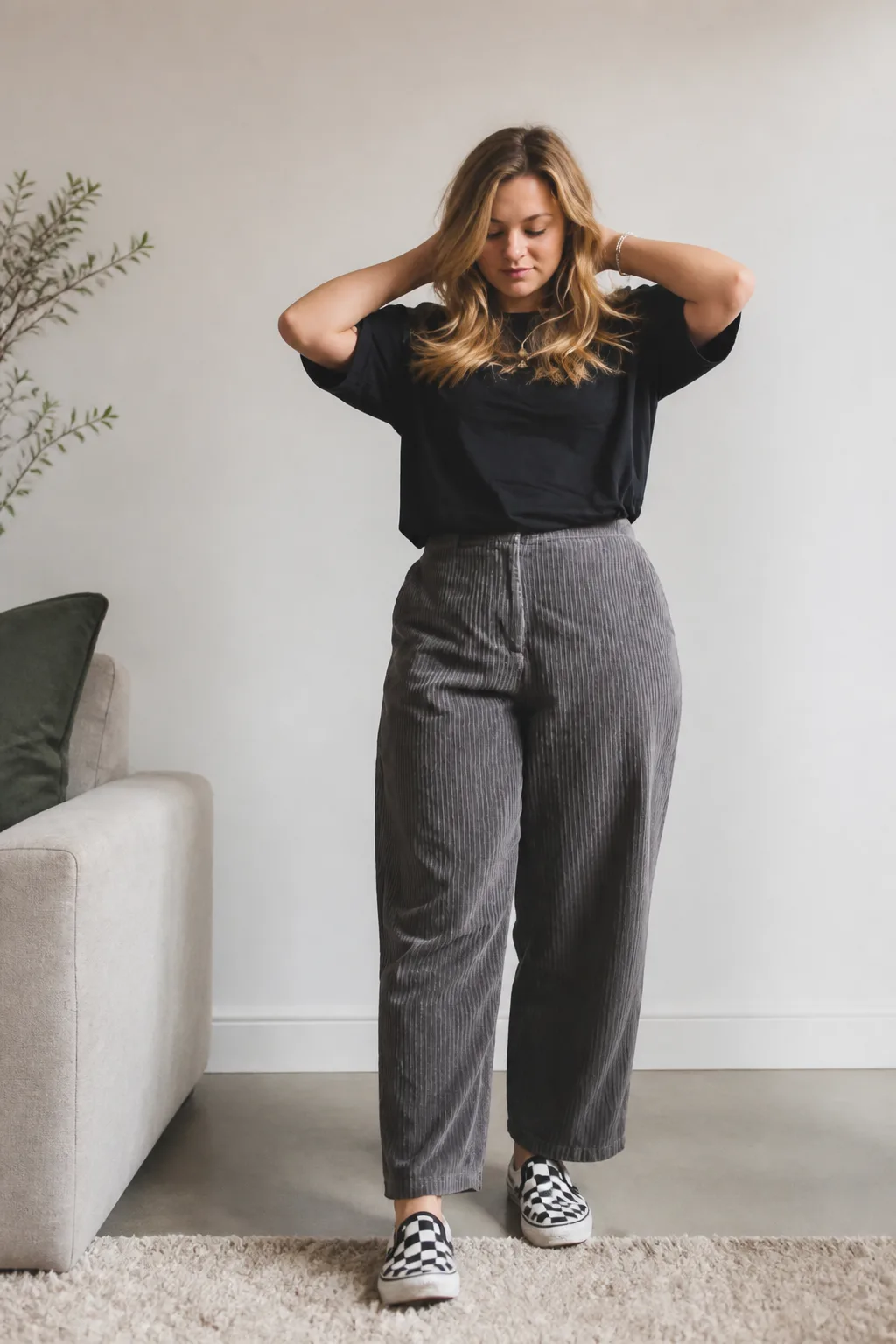 Effortless Graphic Tee and Corduroy Combo