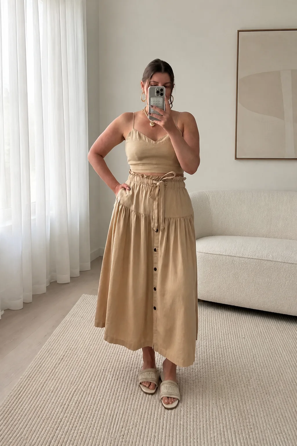 Elegant Beige Two-Piece Ensemble