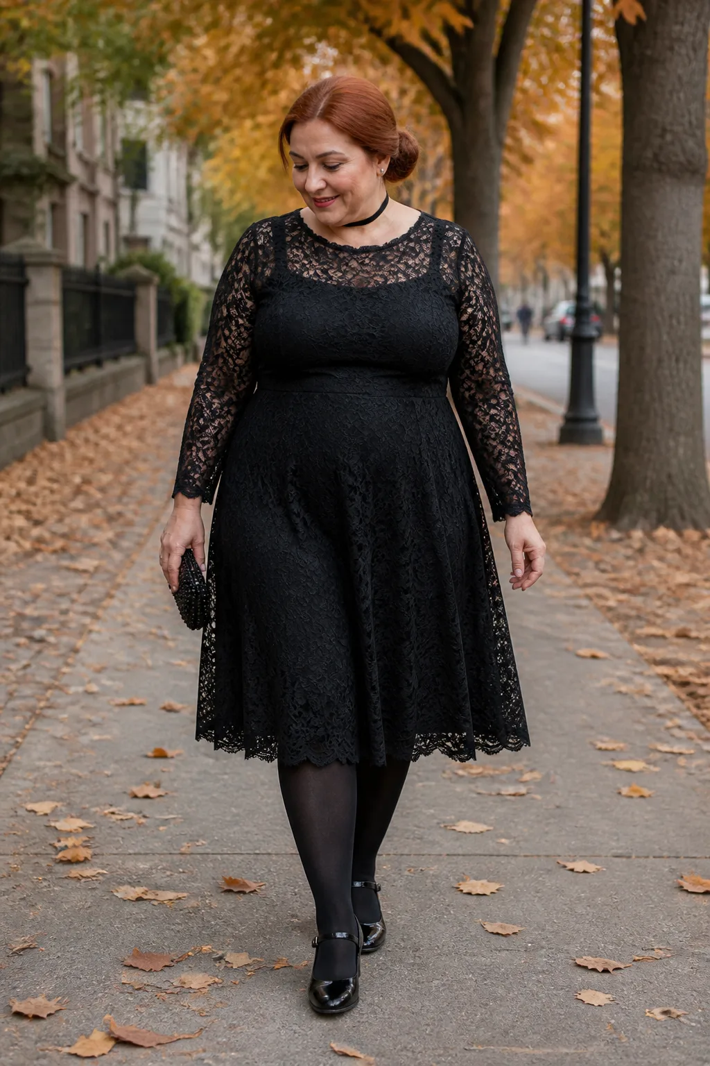 Elegant Black Goth Midi Dress