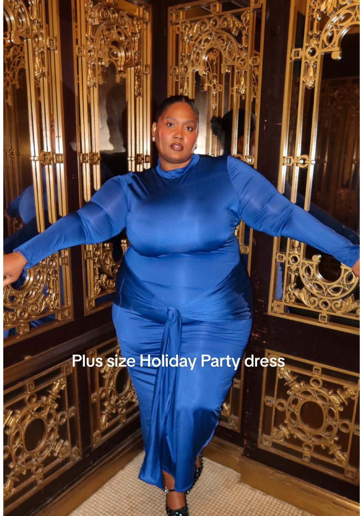 Elegant Blue Satin Holiday Party Dress
