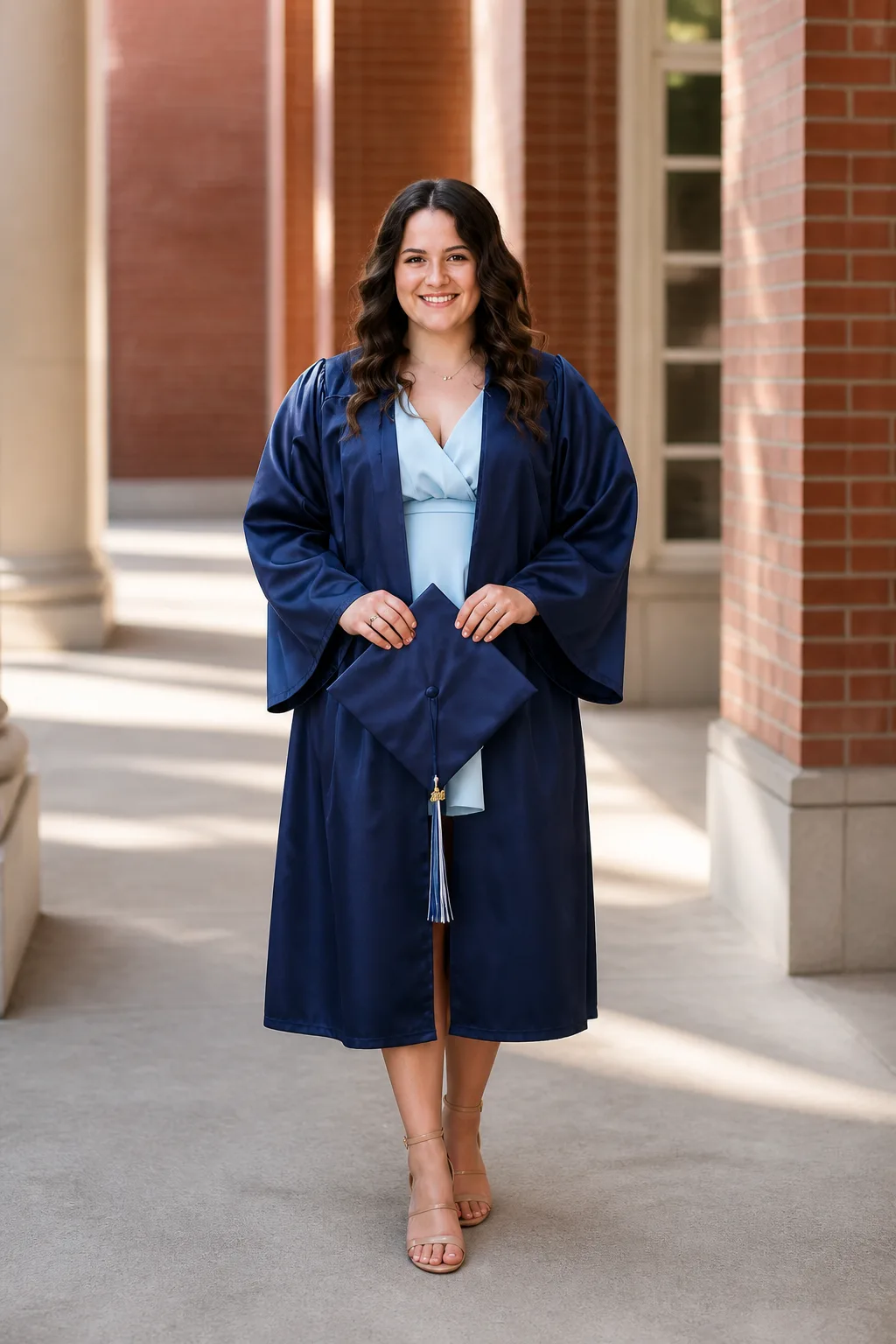 Elegant Blue Wrap Dress Ensemble