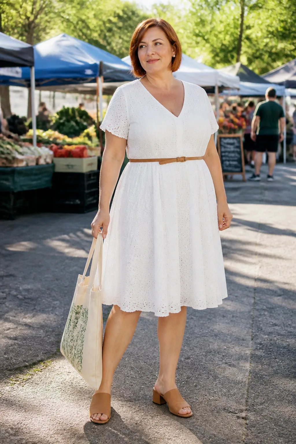 Elegant Eyelet Dress for Mid-Size Style