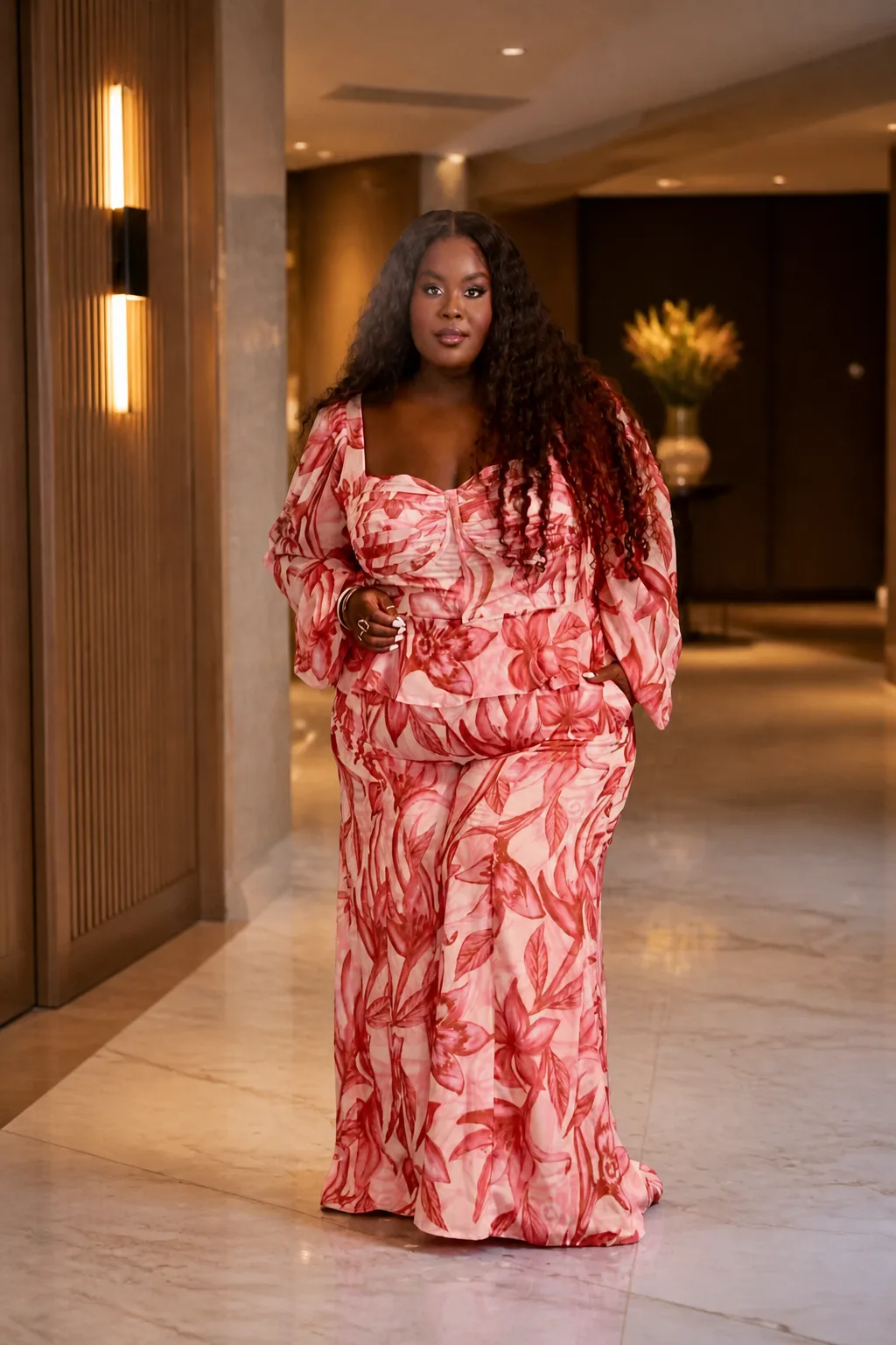 Elegant Floral Matching Set for Formal Events