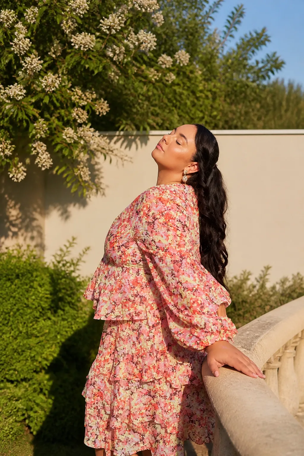 Elegant floral maxi dress look