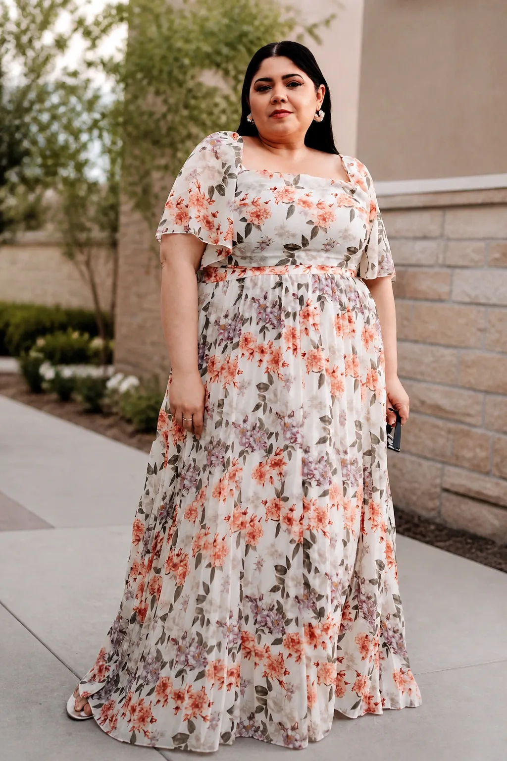 Elegant Floral Maxi Plus Size Dress