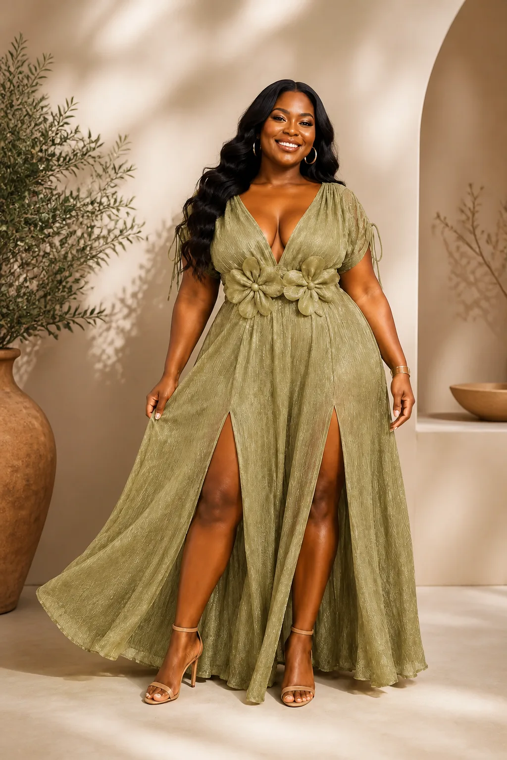 Elegant gold evening gown