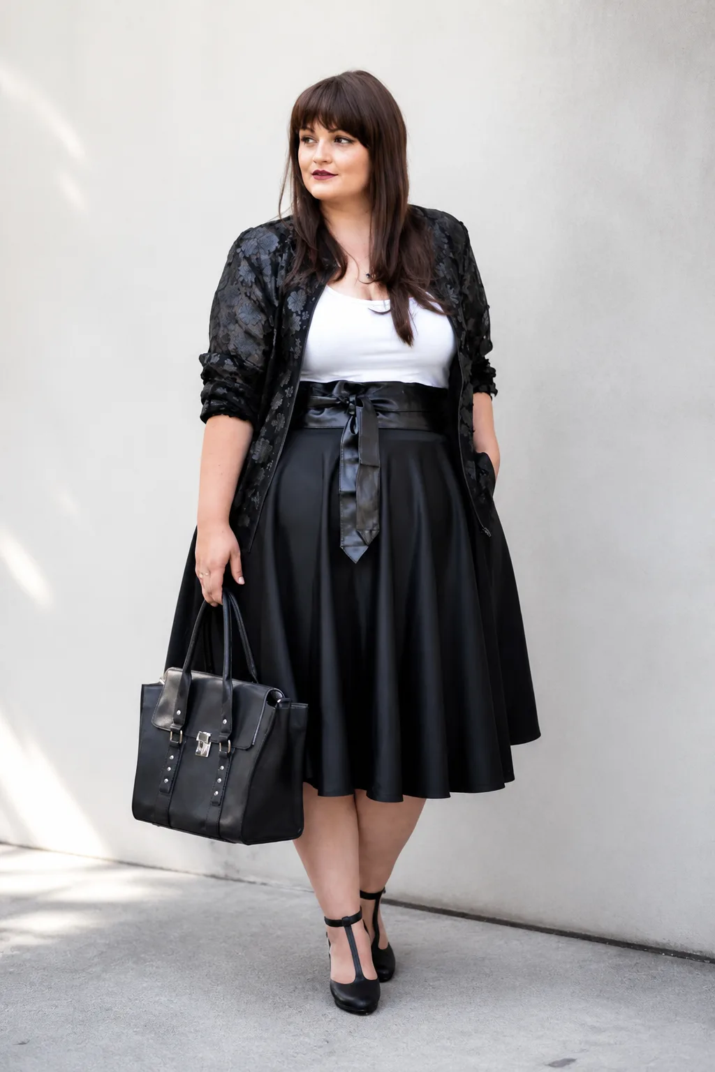 Elegant Lace and Leather Ensemble