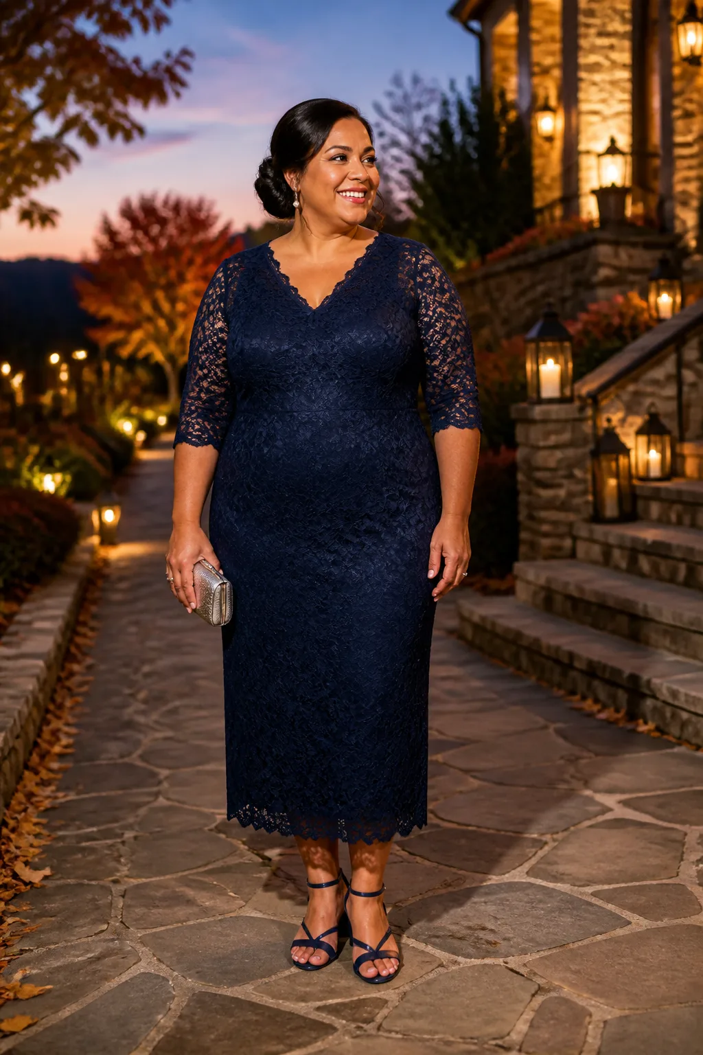 Elegant Lace Dress for Apple Shapes