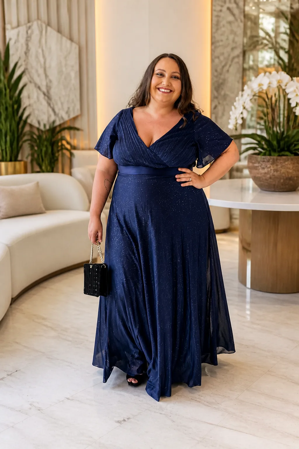 Elegant Navy Blue Gown for Formal Weddings