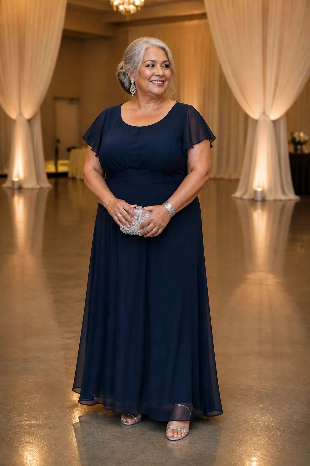Elegant Navy Floor-Length Gown