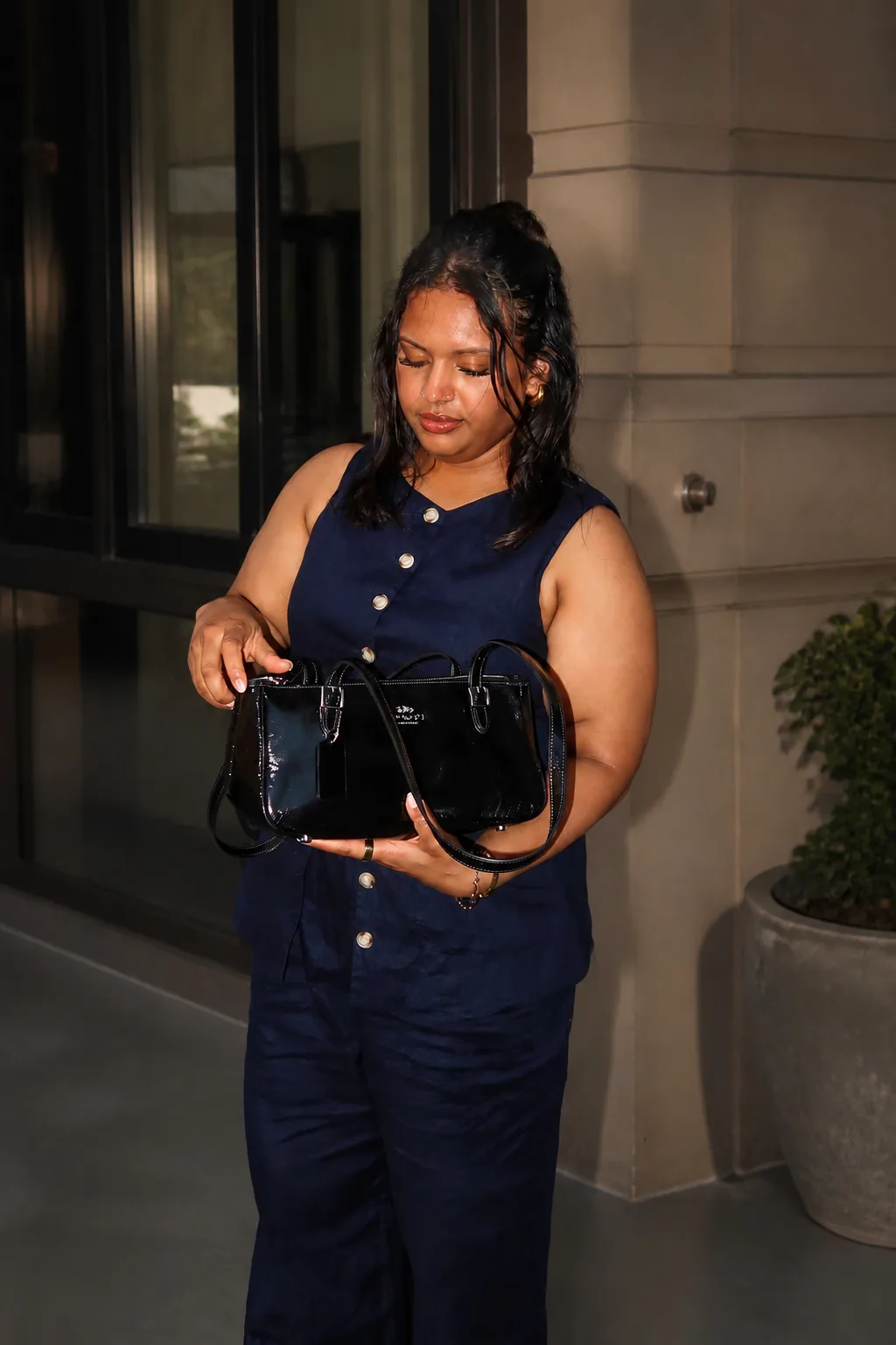Elegant Navy Jumpsuit Styling