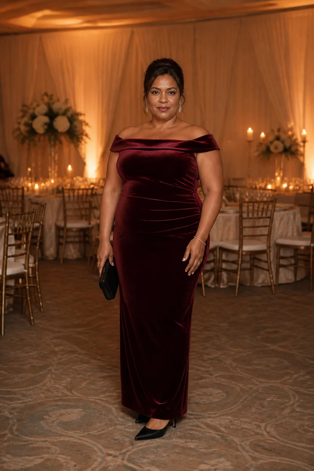Elegant off-the-shoulder formal gown