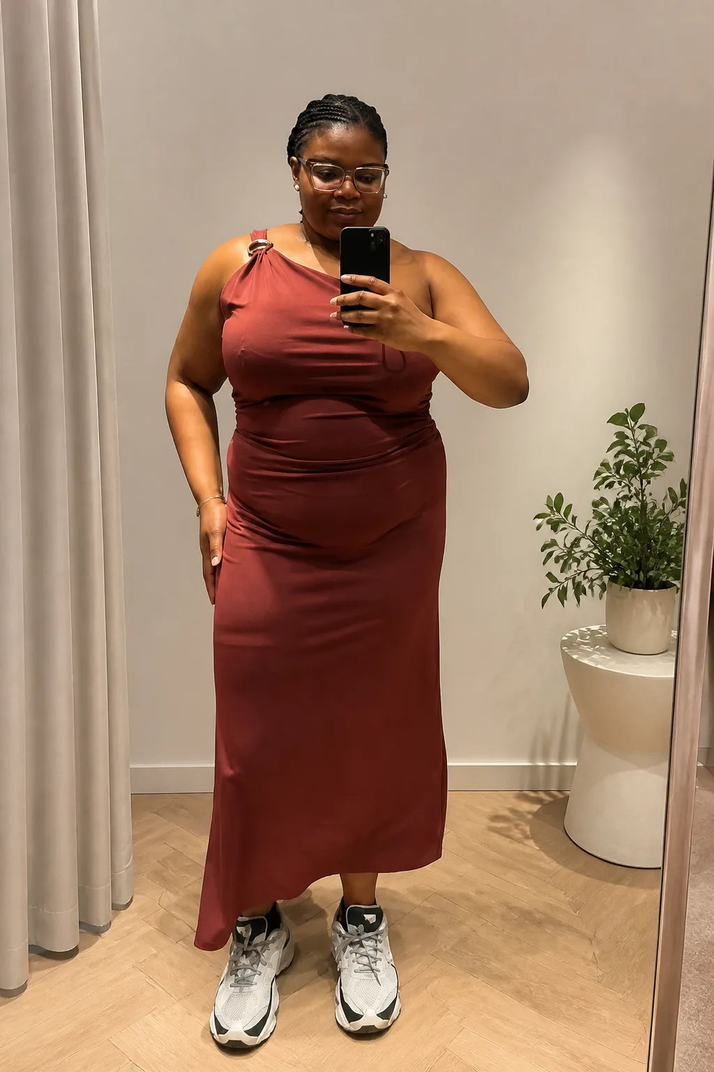 Elegant One-Shoulder Dress for Apple Body Shapes