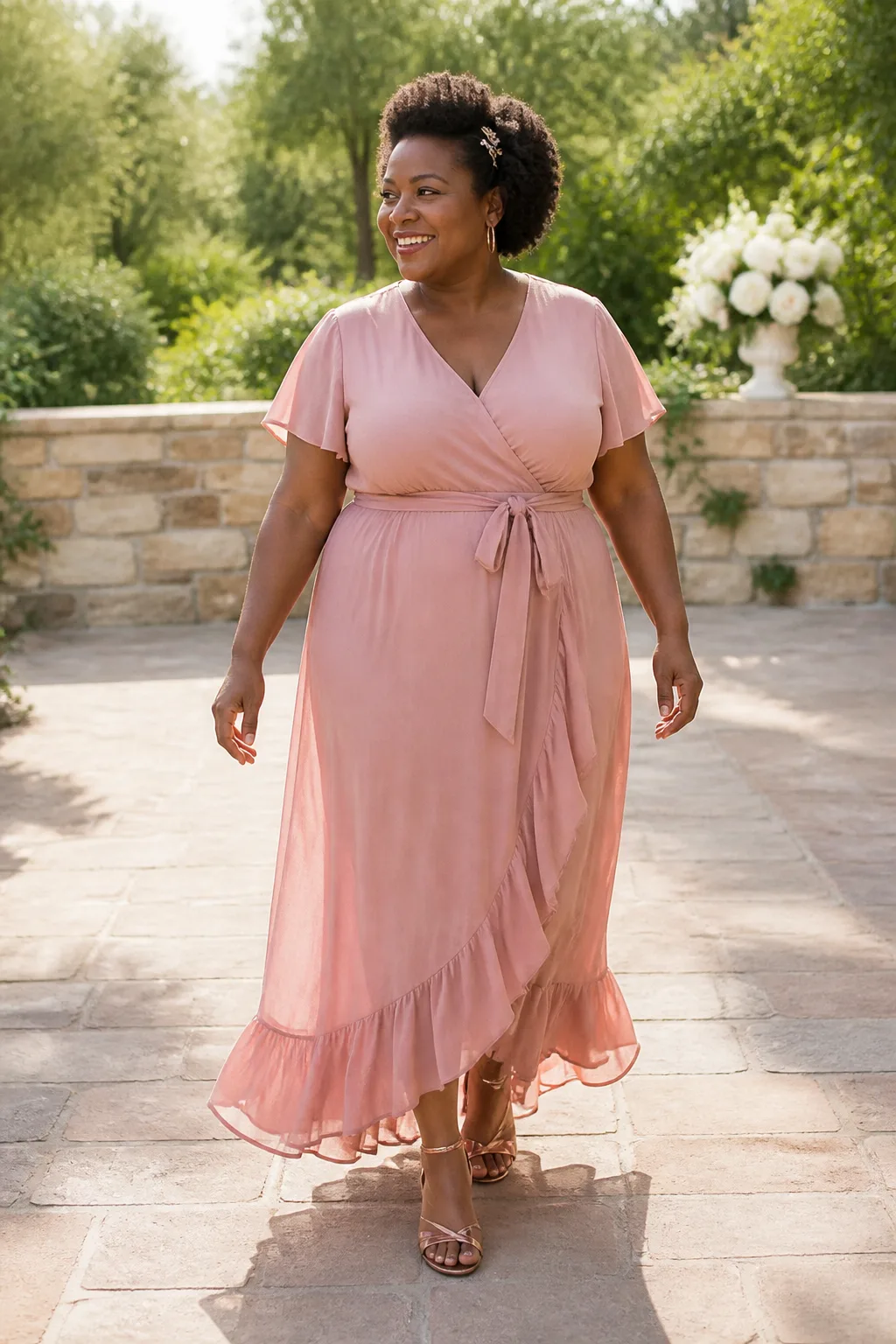 Elegant Pink Maxi Dress for Bridesmaids