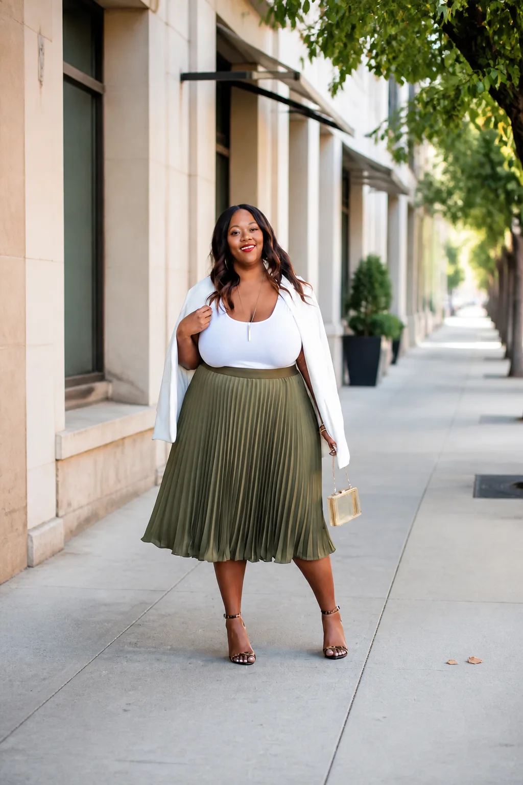 Elegant Pleated Midi Skirt Outfit