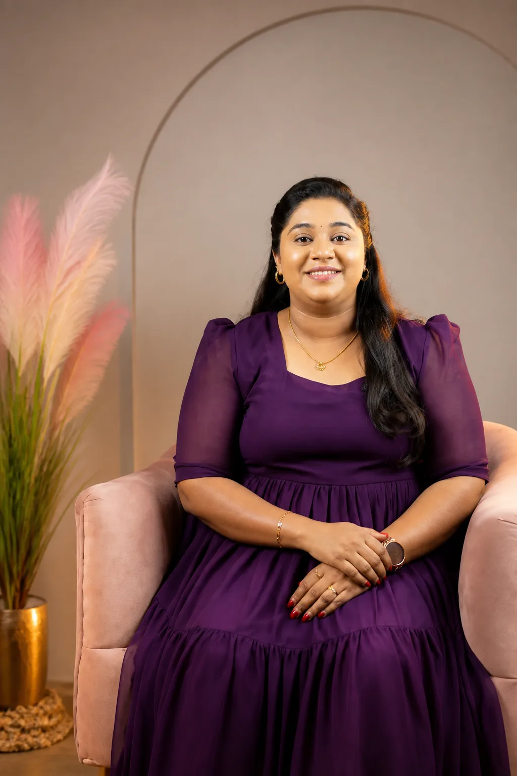 Elegant purple dress styling