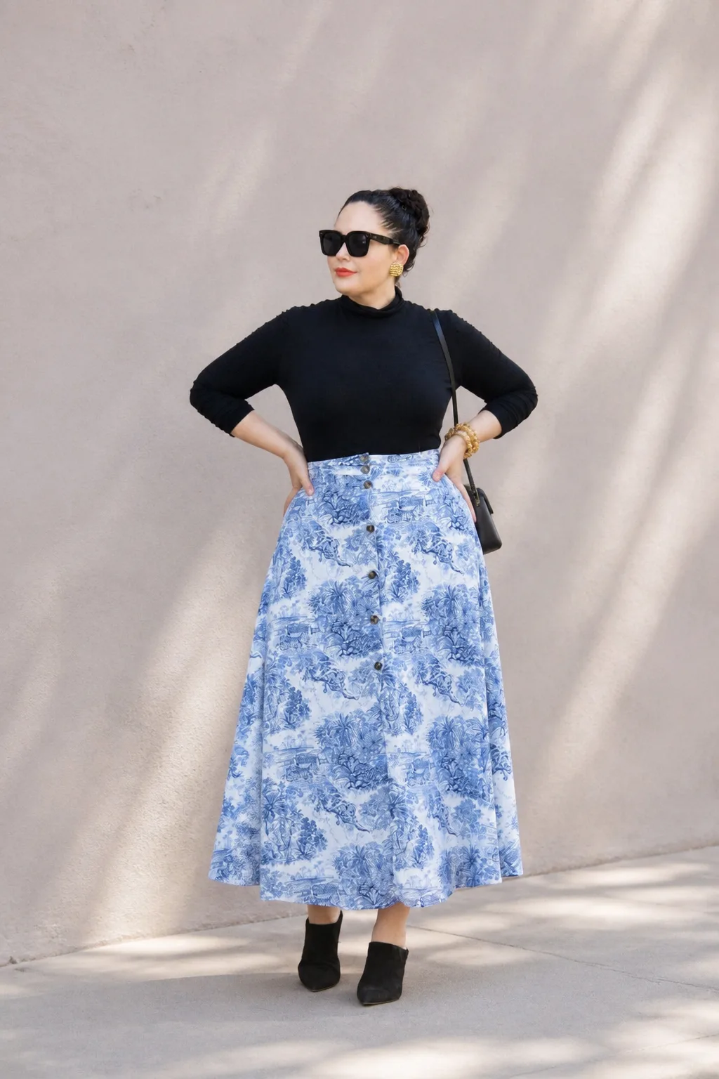 Elegant Toile Print Maxi Skirt