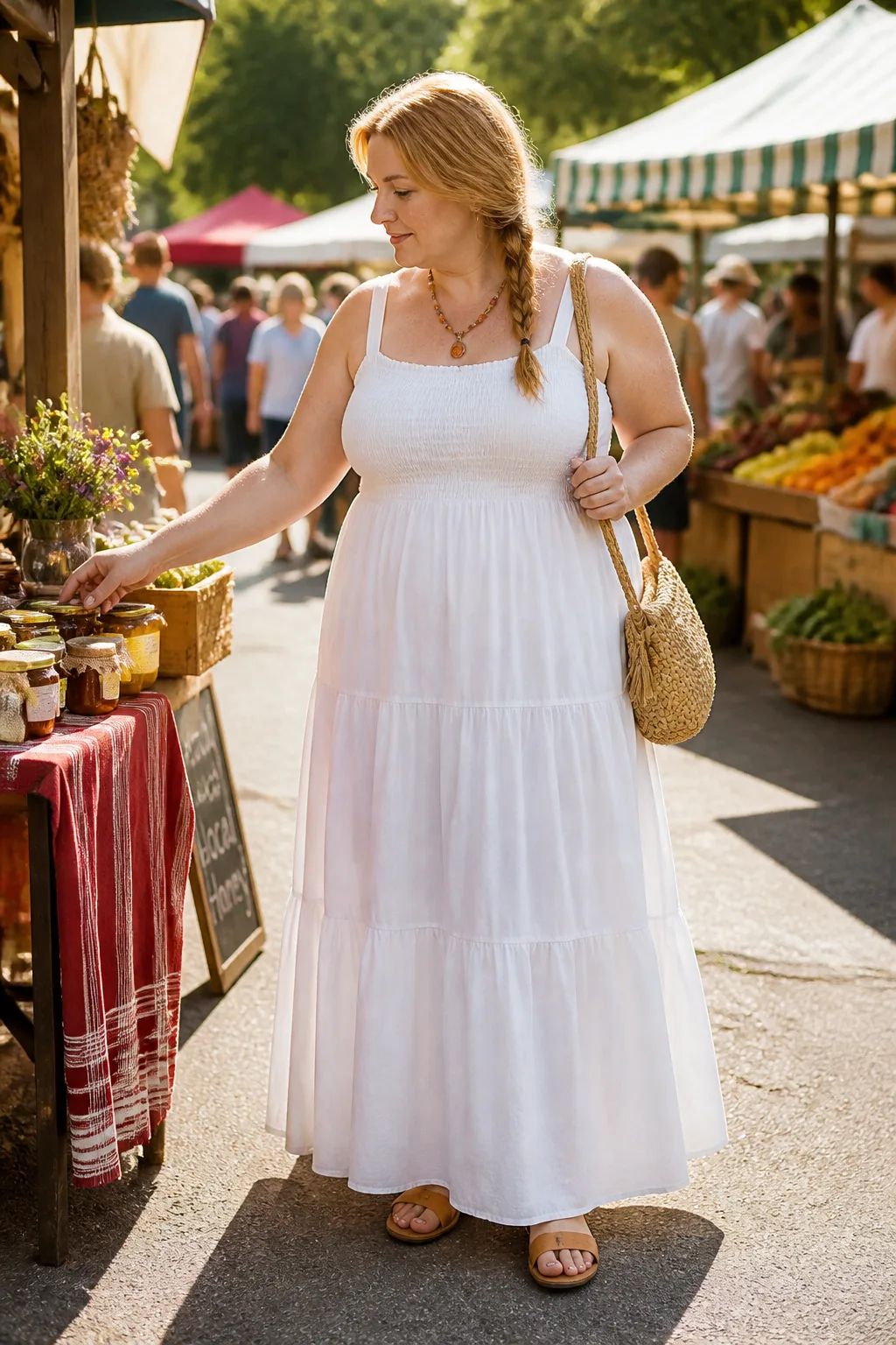 Elegant White Tiered Summer Dress
