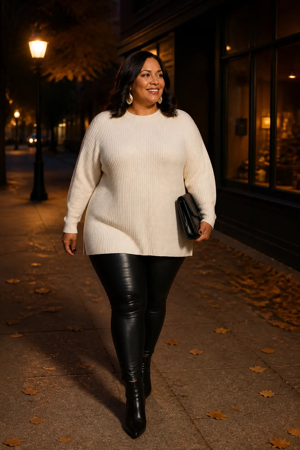 Elevated Black Faux Leather Leggings Look