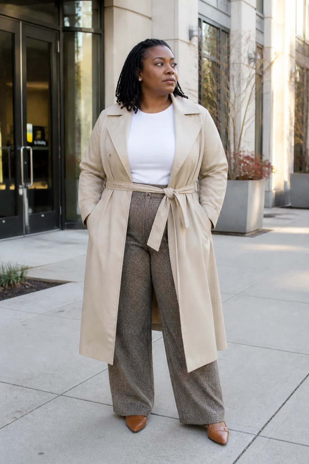 Elevated Casual: Trench Coat and Textured Trousers