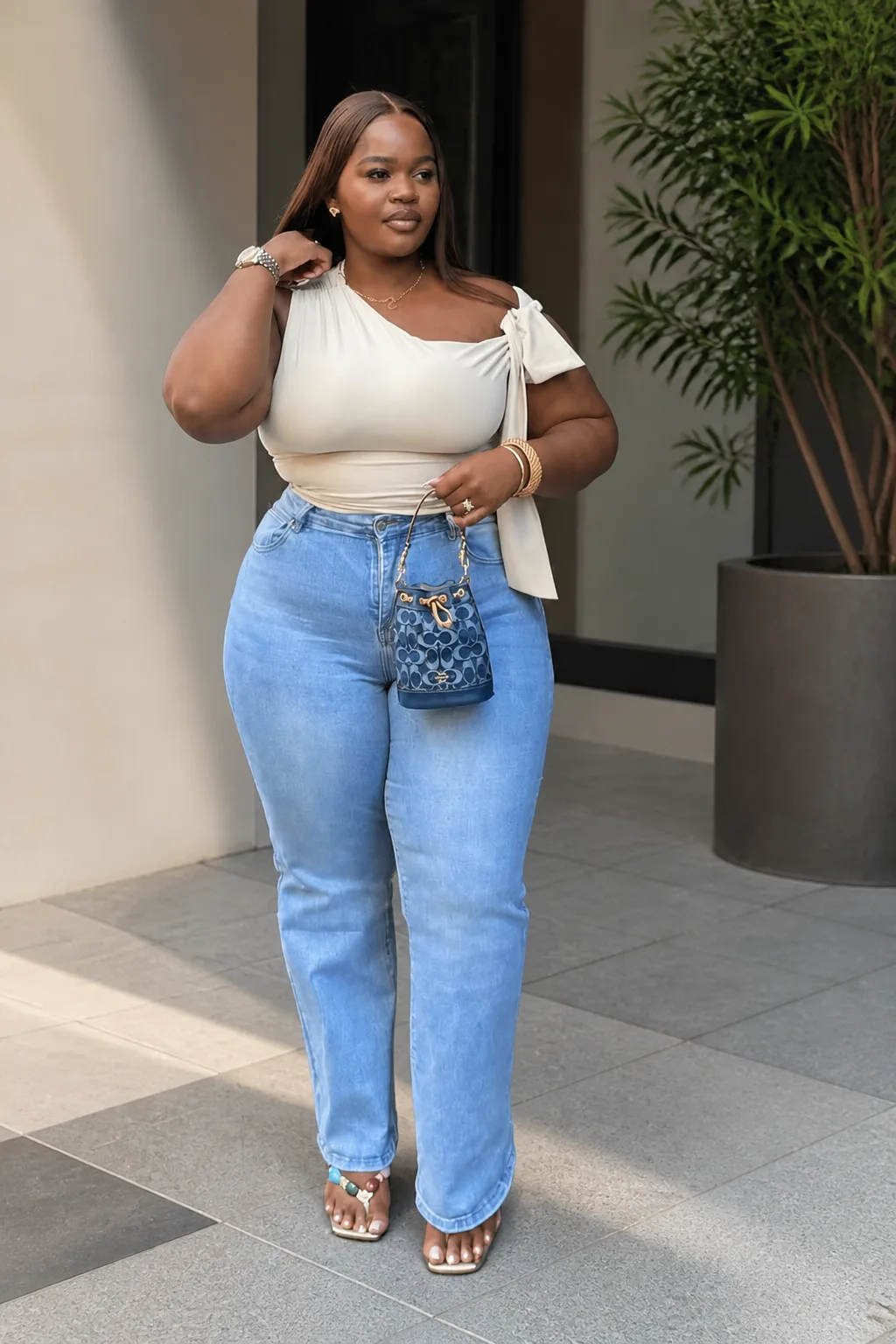 Elevated Chic Top and Denim Styling