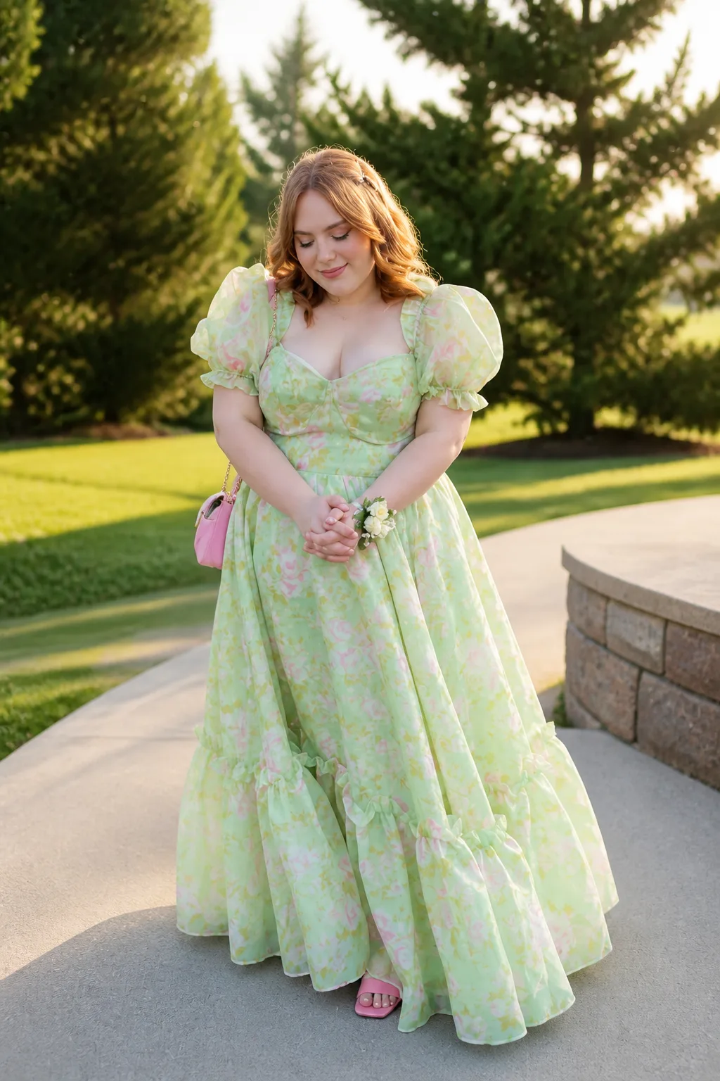 Enchanting Floral Puff-Sleeve Gown