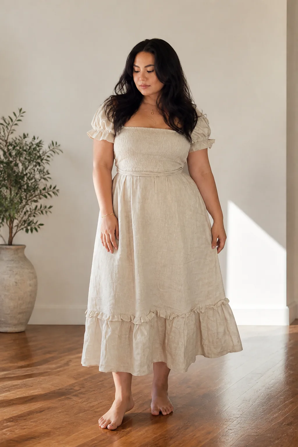 Enchanting Off-Shoulder Linen Princess Dress