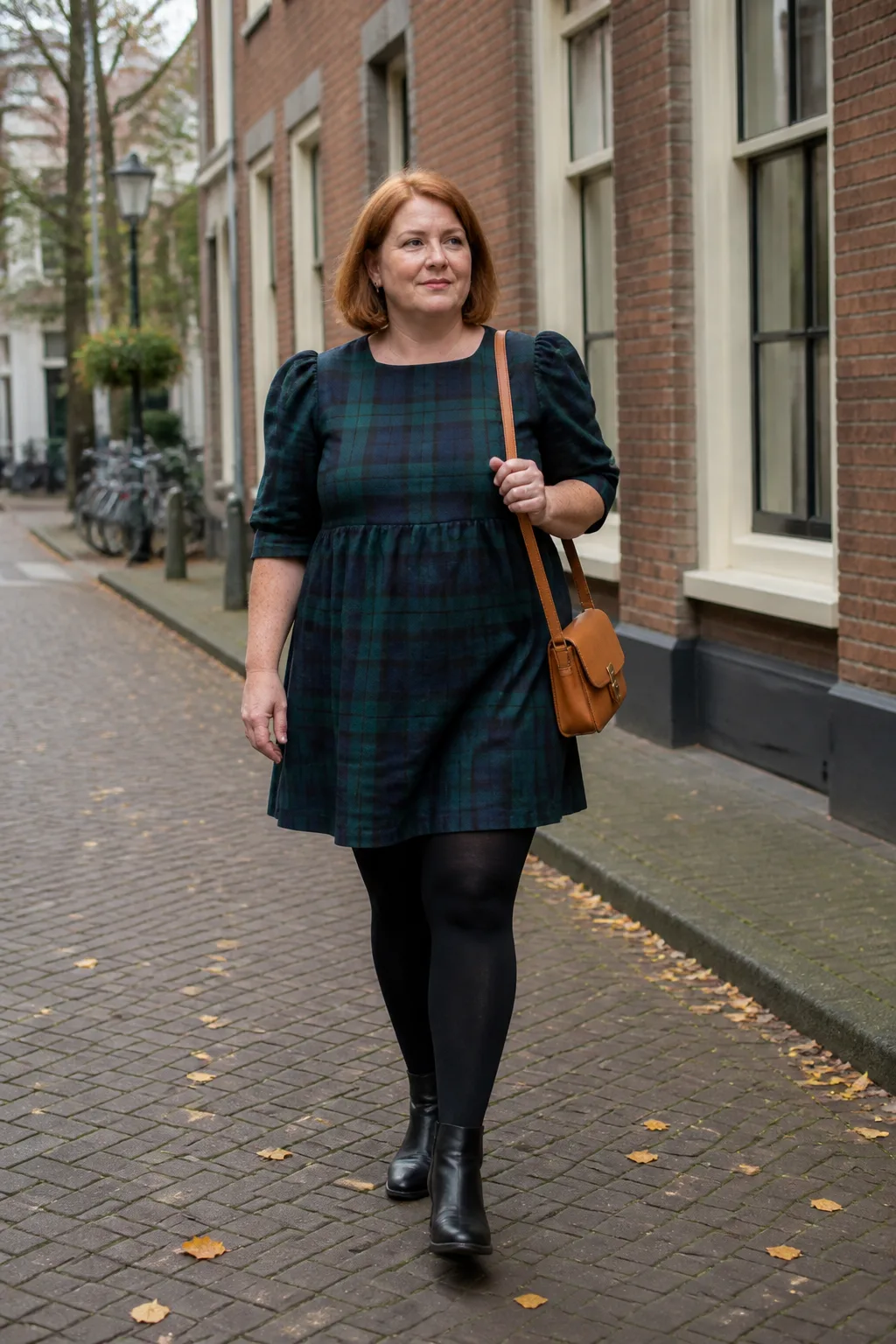 Enchanting Plaid Puff-Sleeve Mini Dress