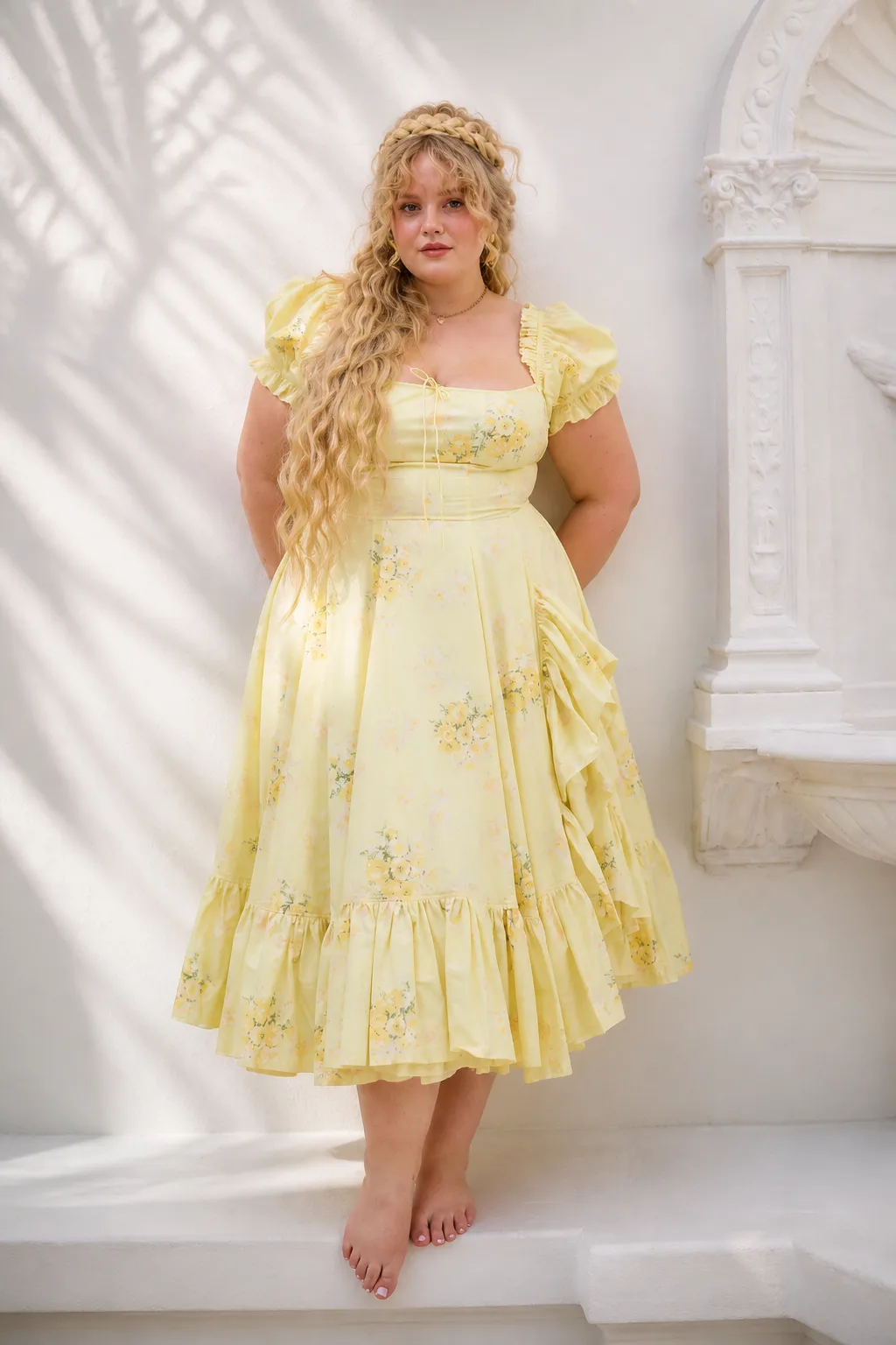 Enchanting Yellow Floral Princess Dress