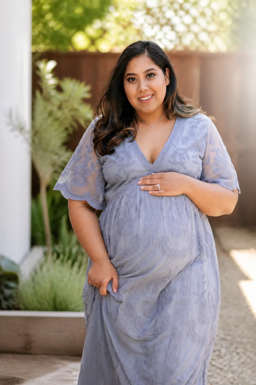 Ethereal Blue Lace Maternity Gown