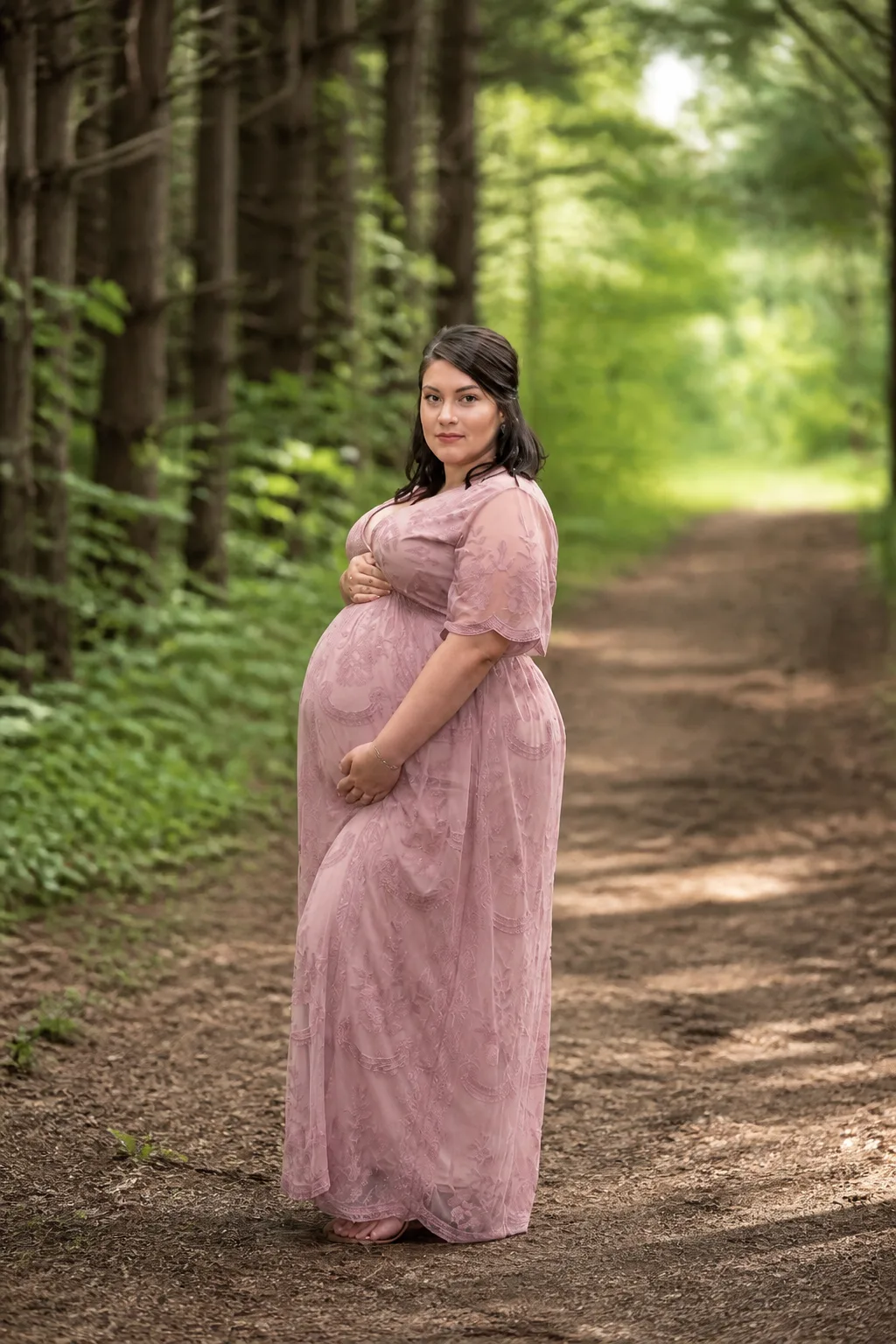 Ethereal Mauve Lace Maternity Gown
