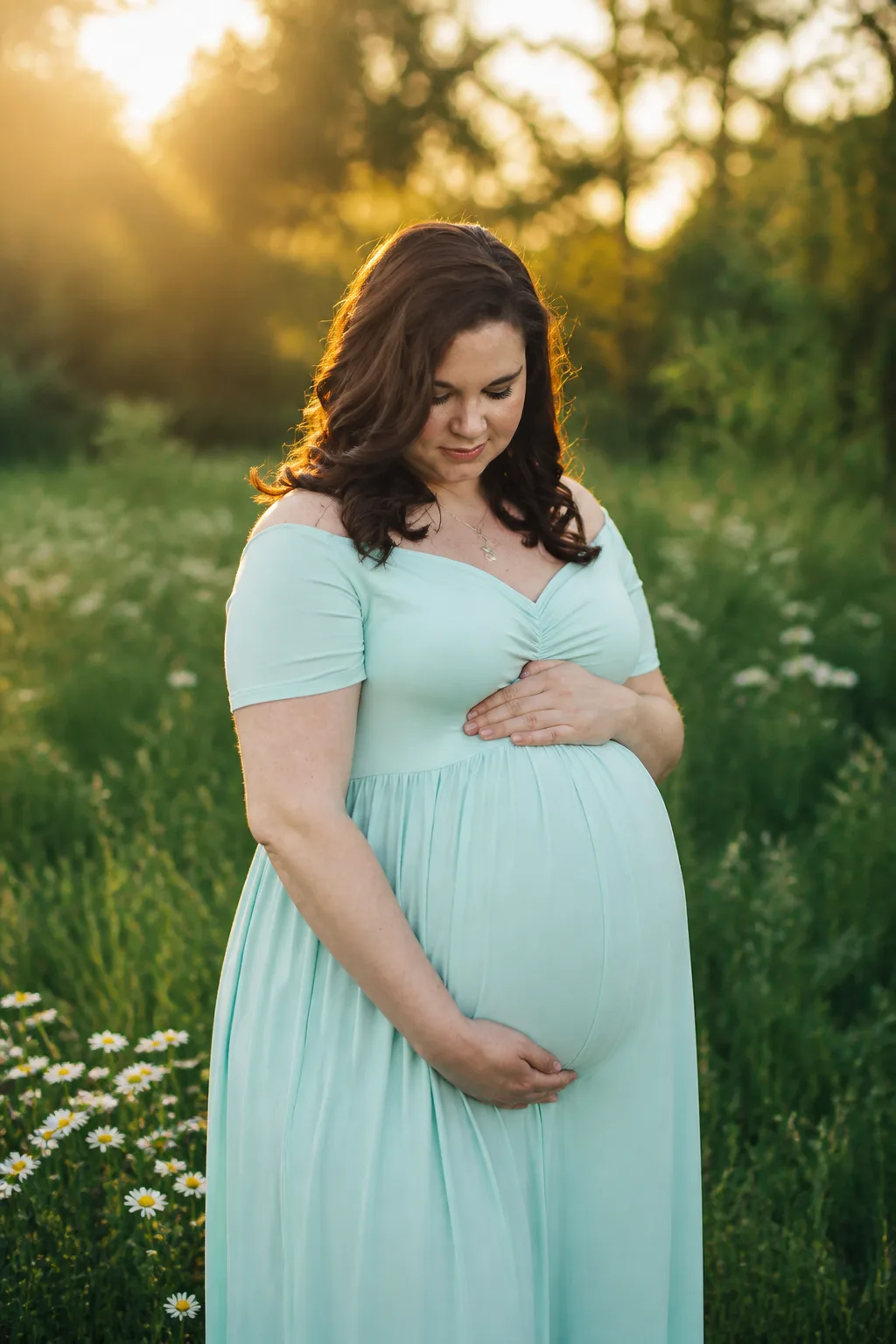 Ethereal Mint Off-Shoulder Maxi Dress