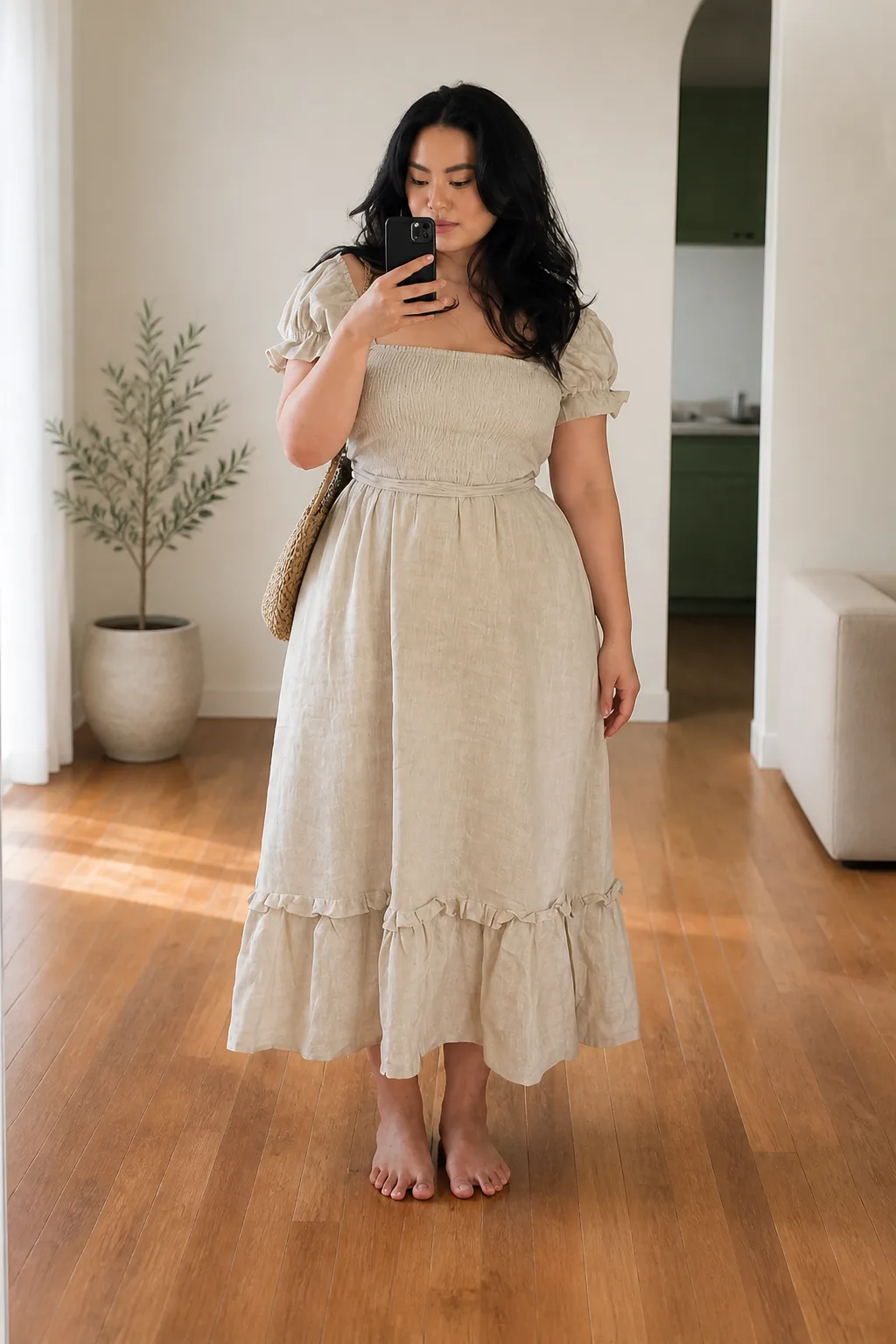 Ethereal Off-Shoulder Linen Maxi Dress