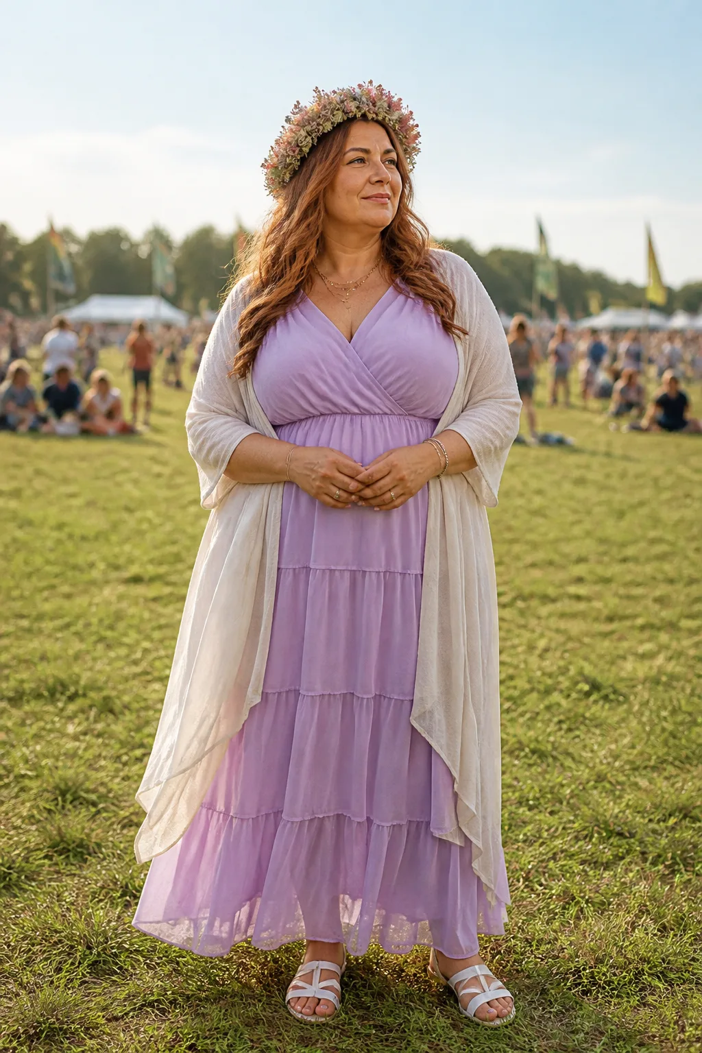 Ethereal Romantic Festival Headpiece and Dress