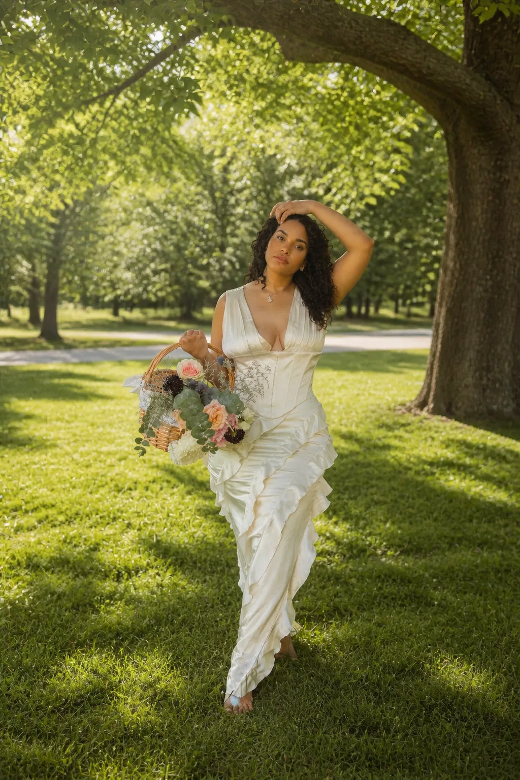 Ethereal Ruffled White Maxi Dress