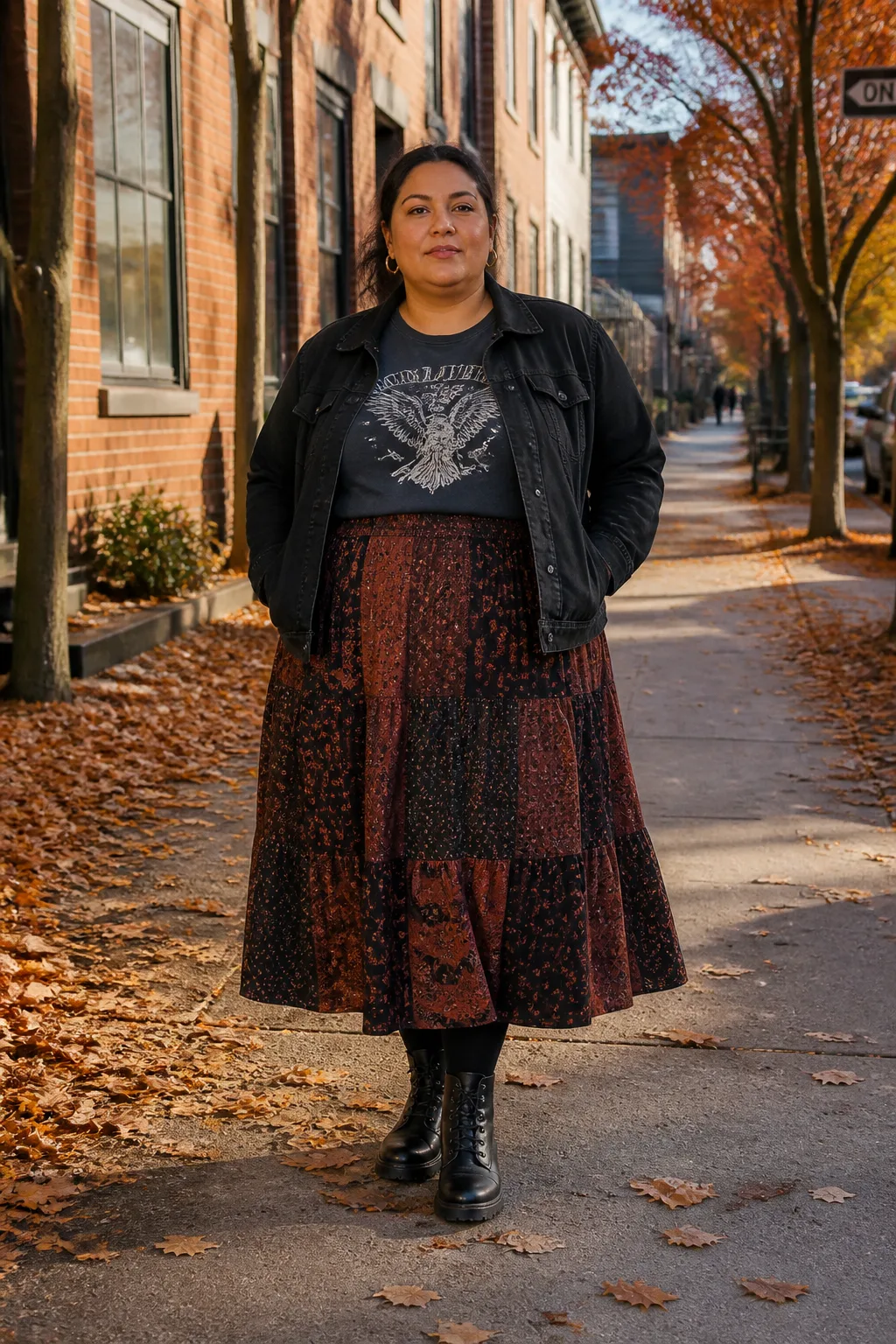 Fall Grunge Skirt and Graphic Tee Outfit