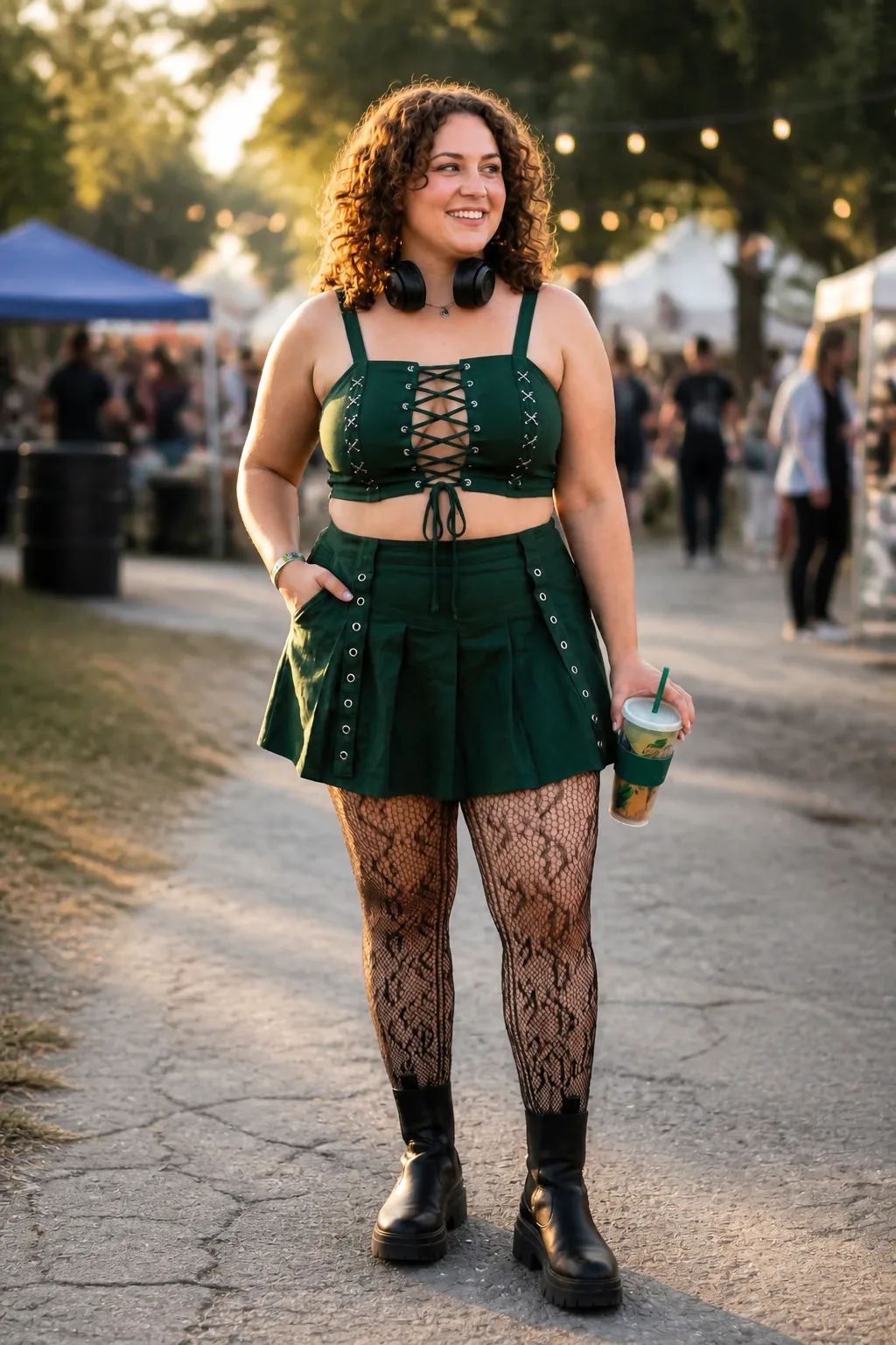Festive Mesh Croptop and Skirt Ensemble