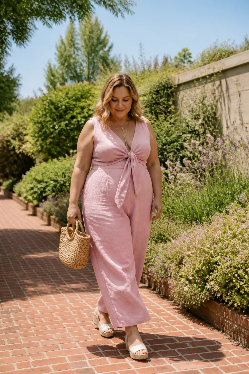 Flirty Pink Tie-Front Romper