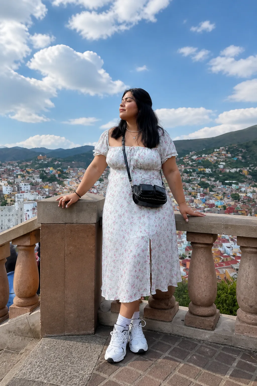Floral Dress with Comfy Sneakers