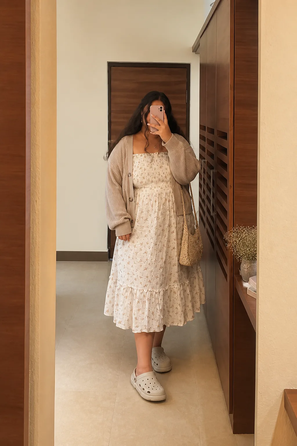 Floral Dress with Cozy Cardigan