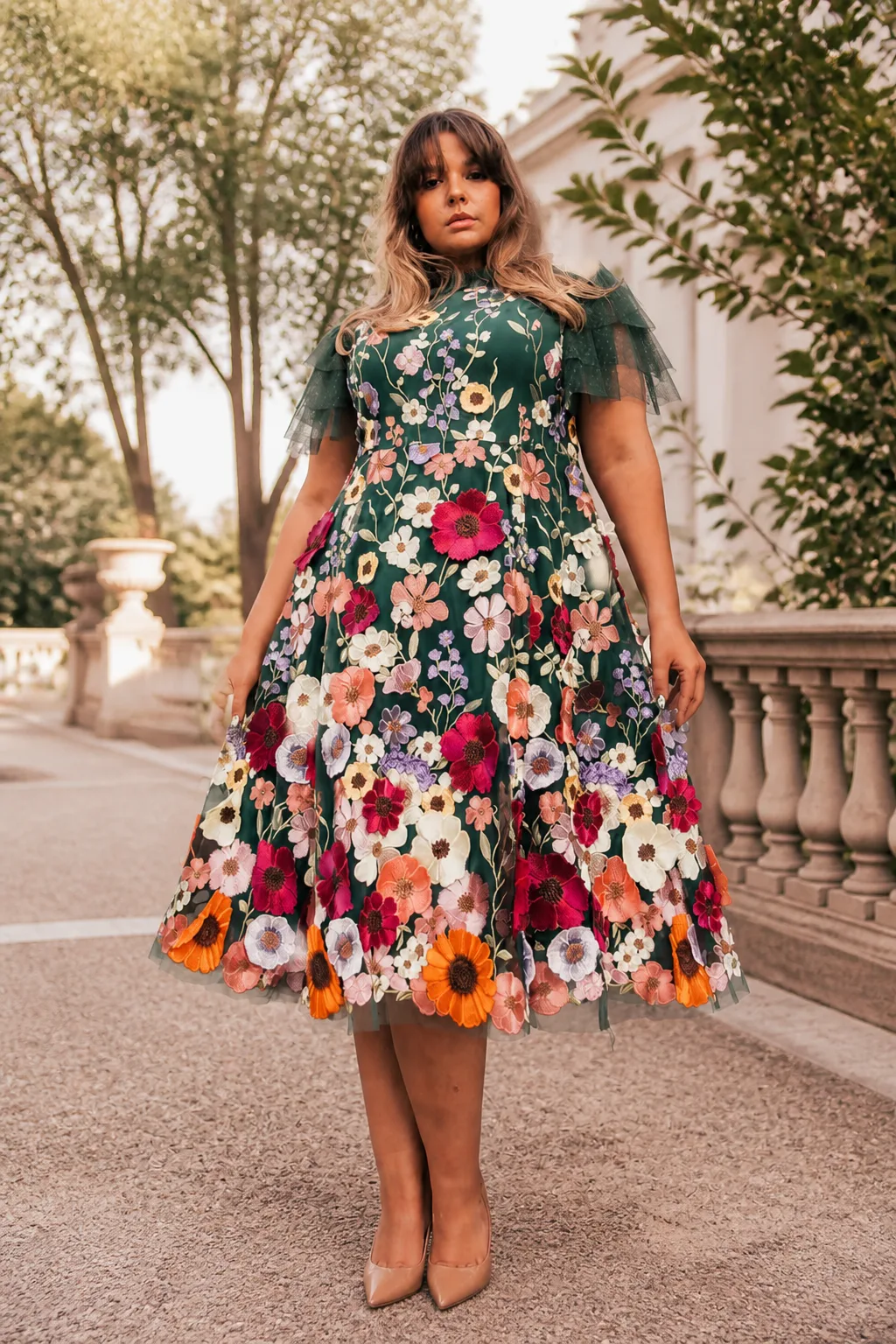 Floral Embroidered Statement Dress