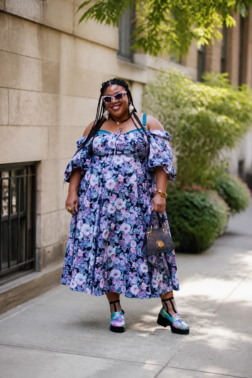 Floral Fantasy: A Charming Plus-Size Midi Look