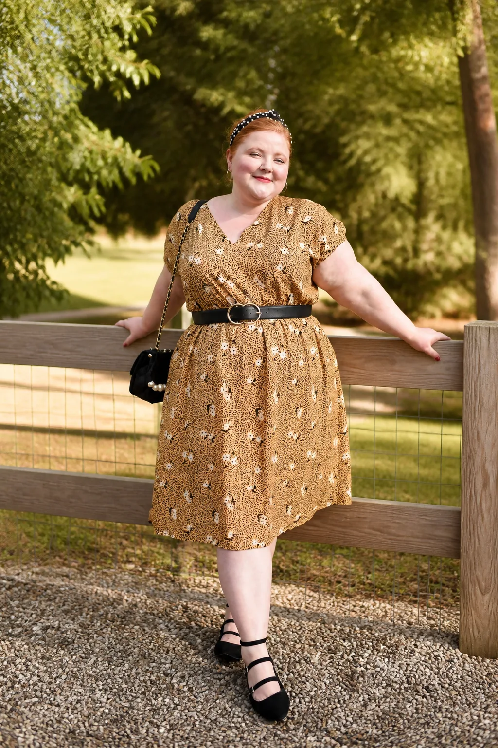 Floral Print Dress with Belt