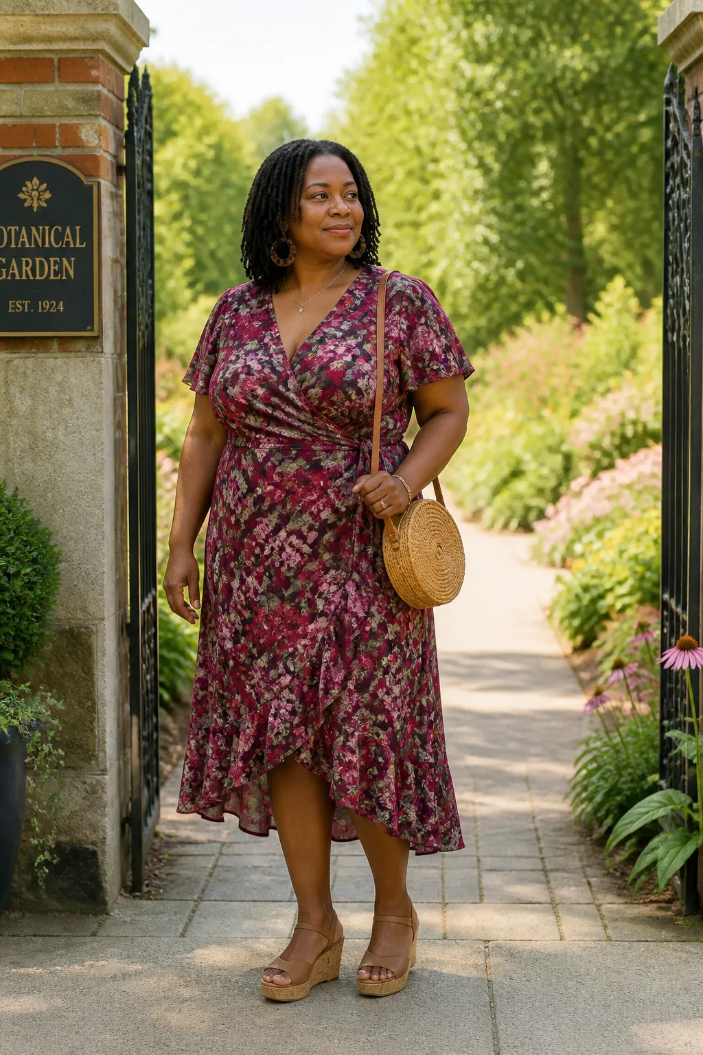 Floral summer dress for mid-size styling