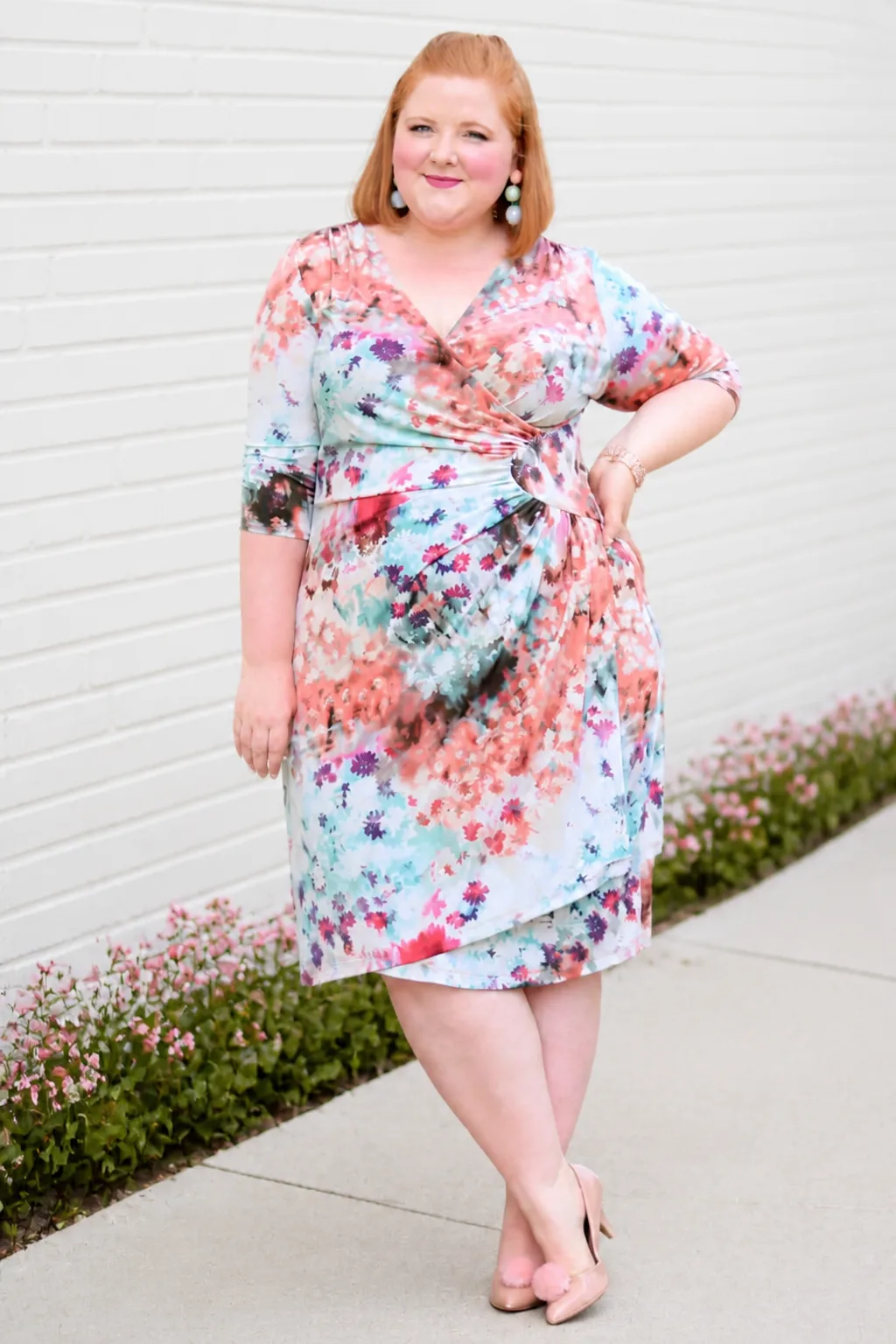 Floral Watercolor Wrap Dress