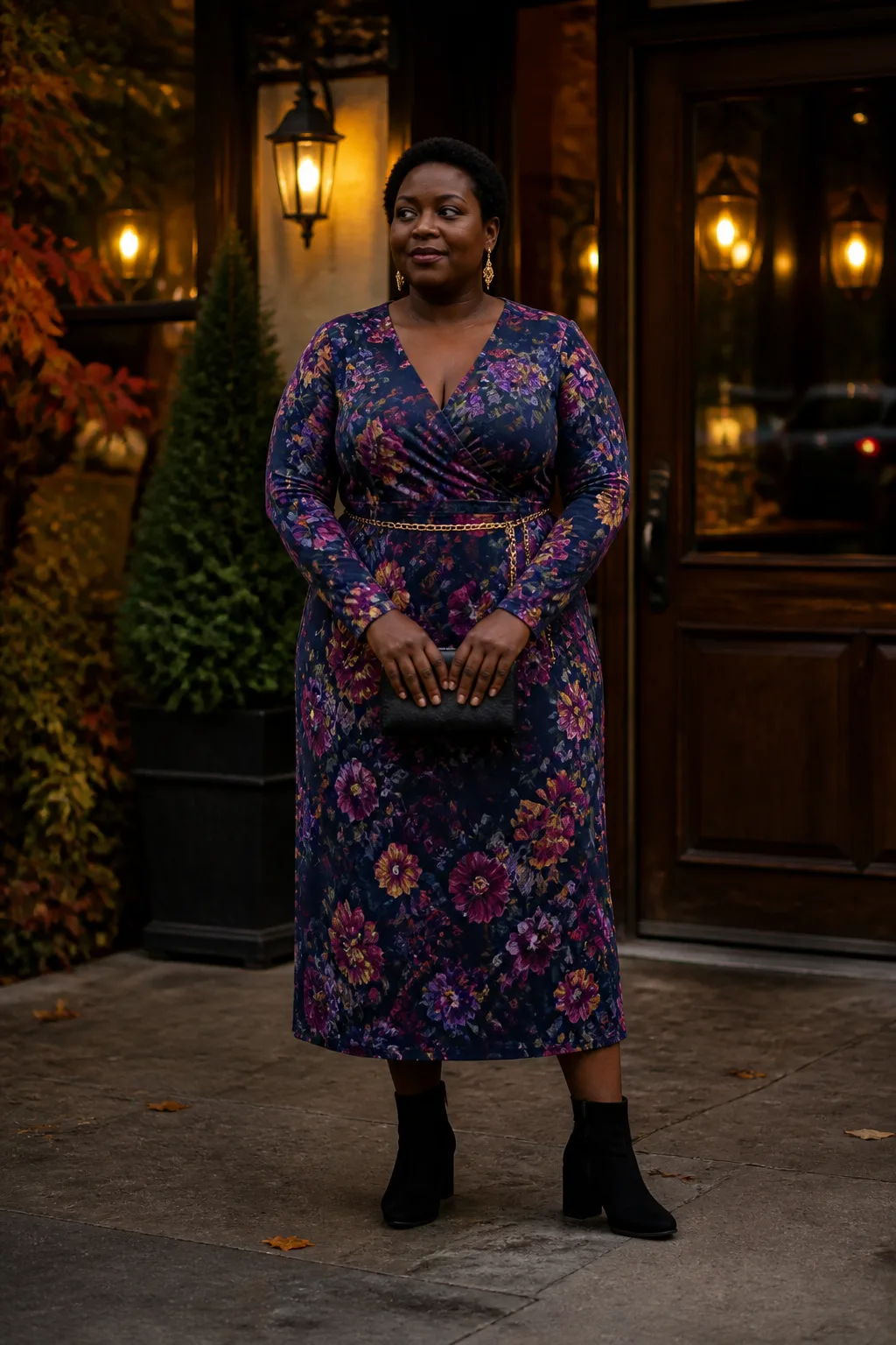 Floral Wrap Dress for Curves