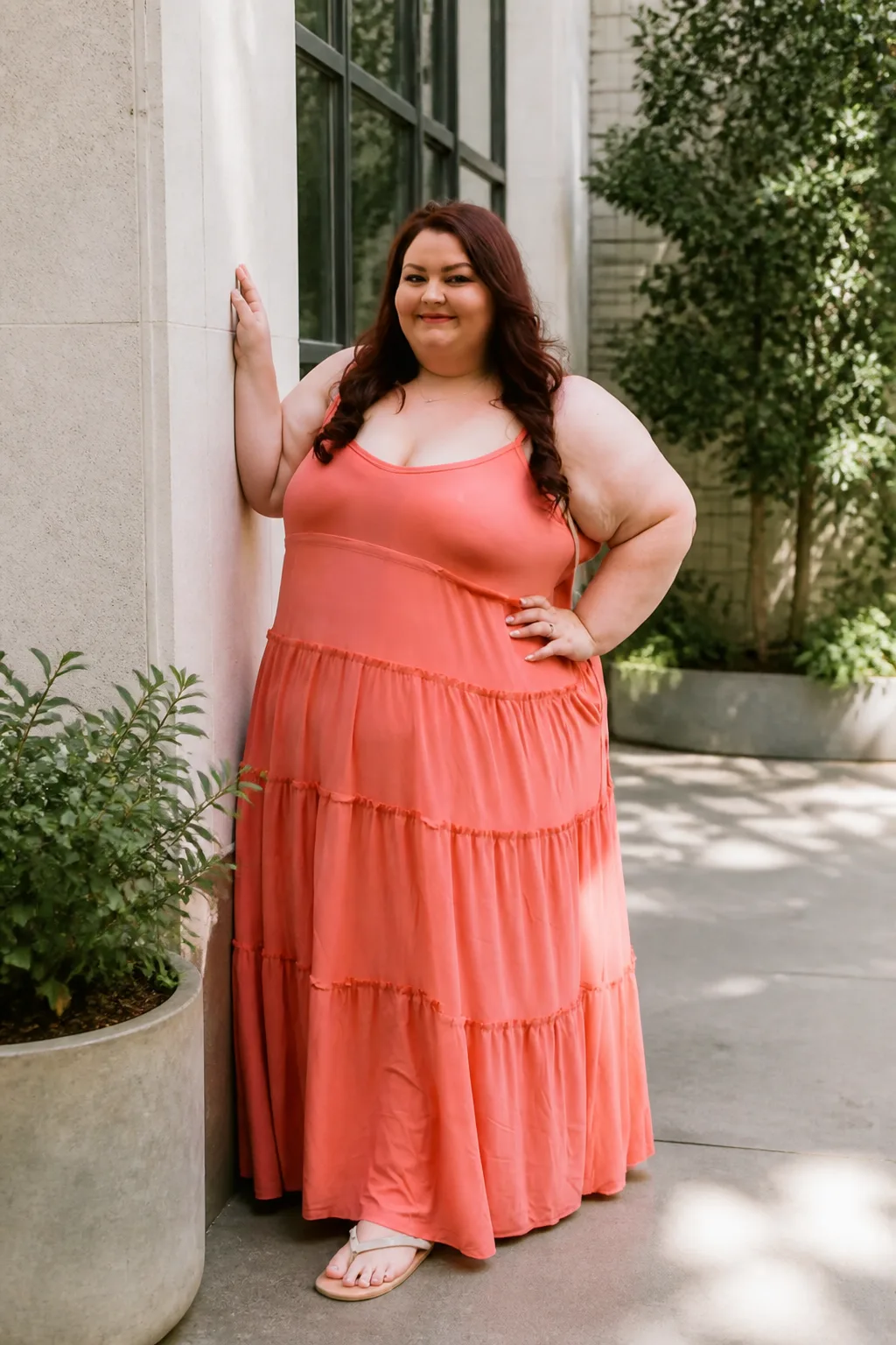 Flowy Coral Maxi Dress