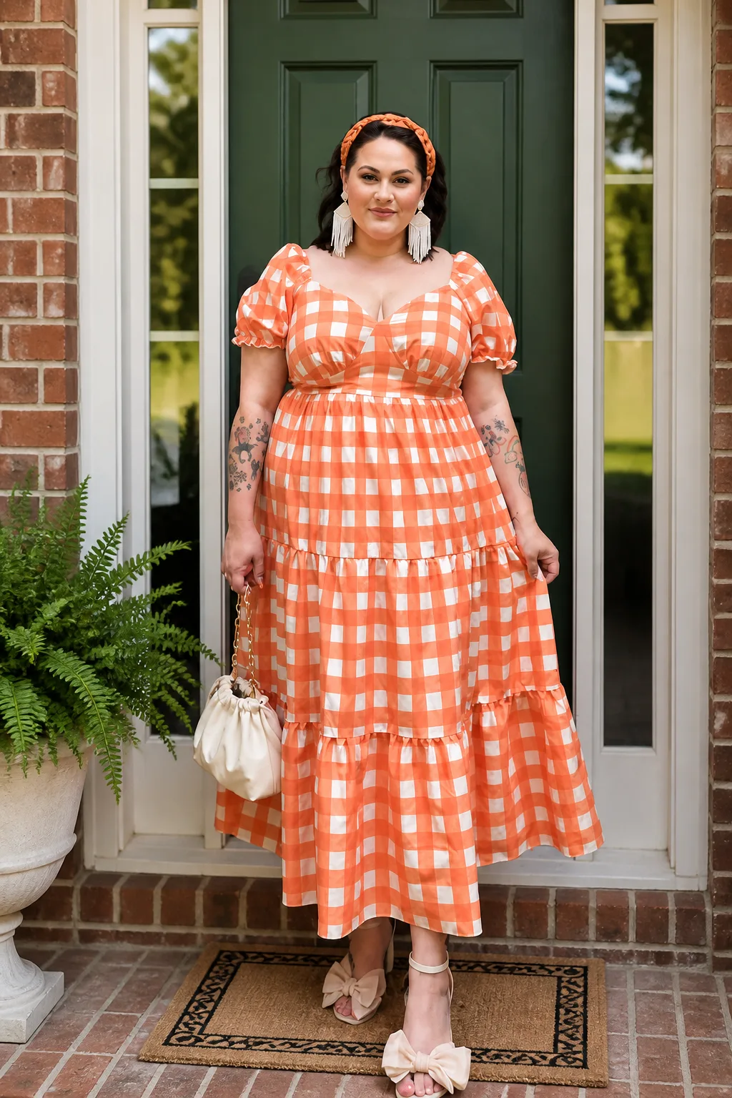 Gingham Charm in Pumpkin Perfection
